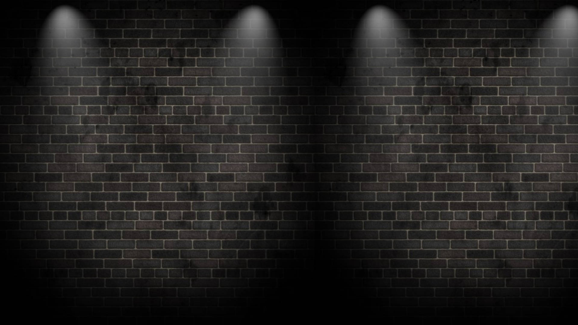 Black Brick Wall, spotlights, dark textured brick wall, Full HD Desktop Wallpaper