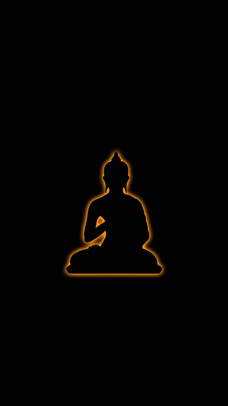 Glowing Outline Buddha, seated Buddha, glowing golden silhouette, HD Phone Wallpaper
