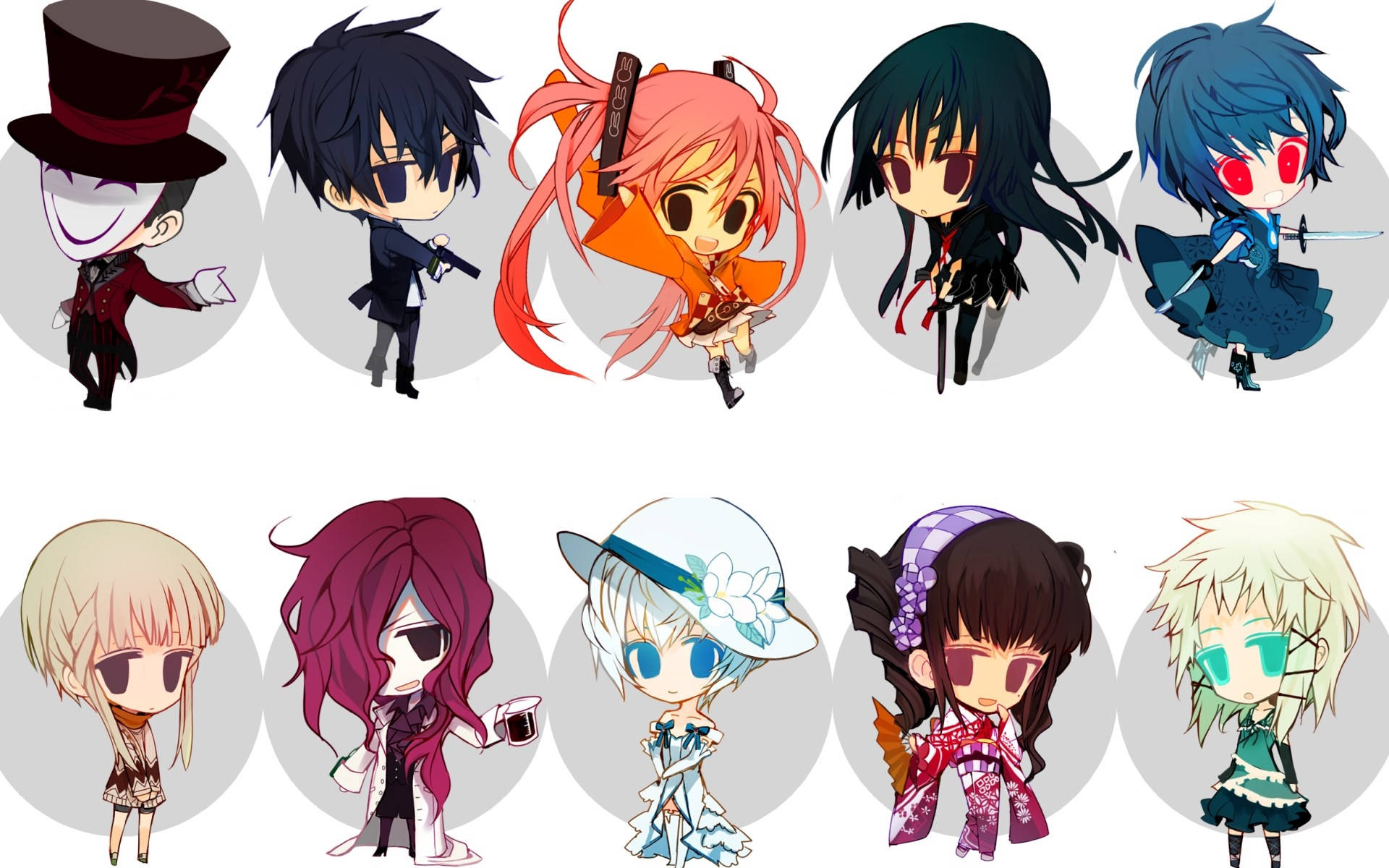Black Bullet, chibi characters, anime characters, Full HD Desktop Wallpaper