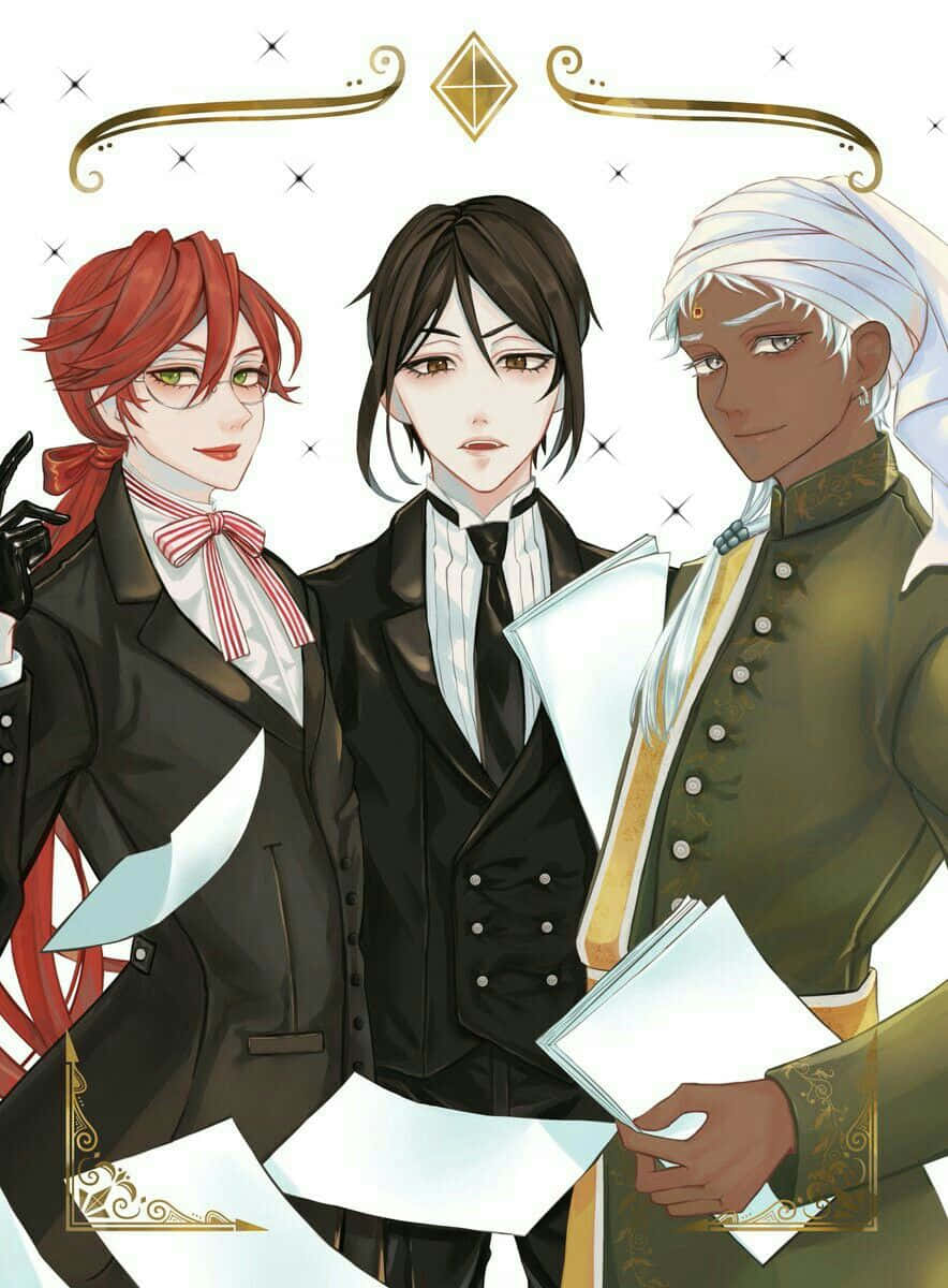 Black Butler, Agni, golden ornate frame, SD Phone Wallpaper