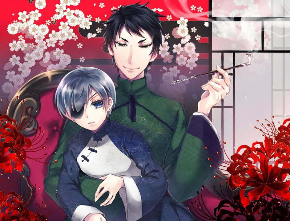 Black Butler, Lau, red spider lilies, SD Desktop Wallpaper