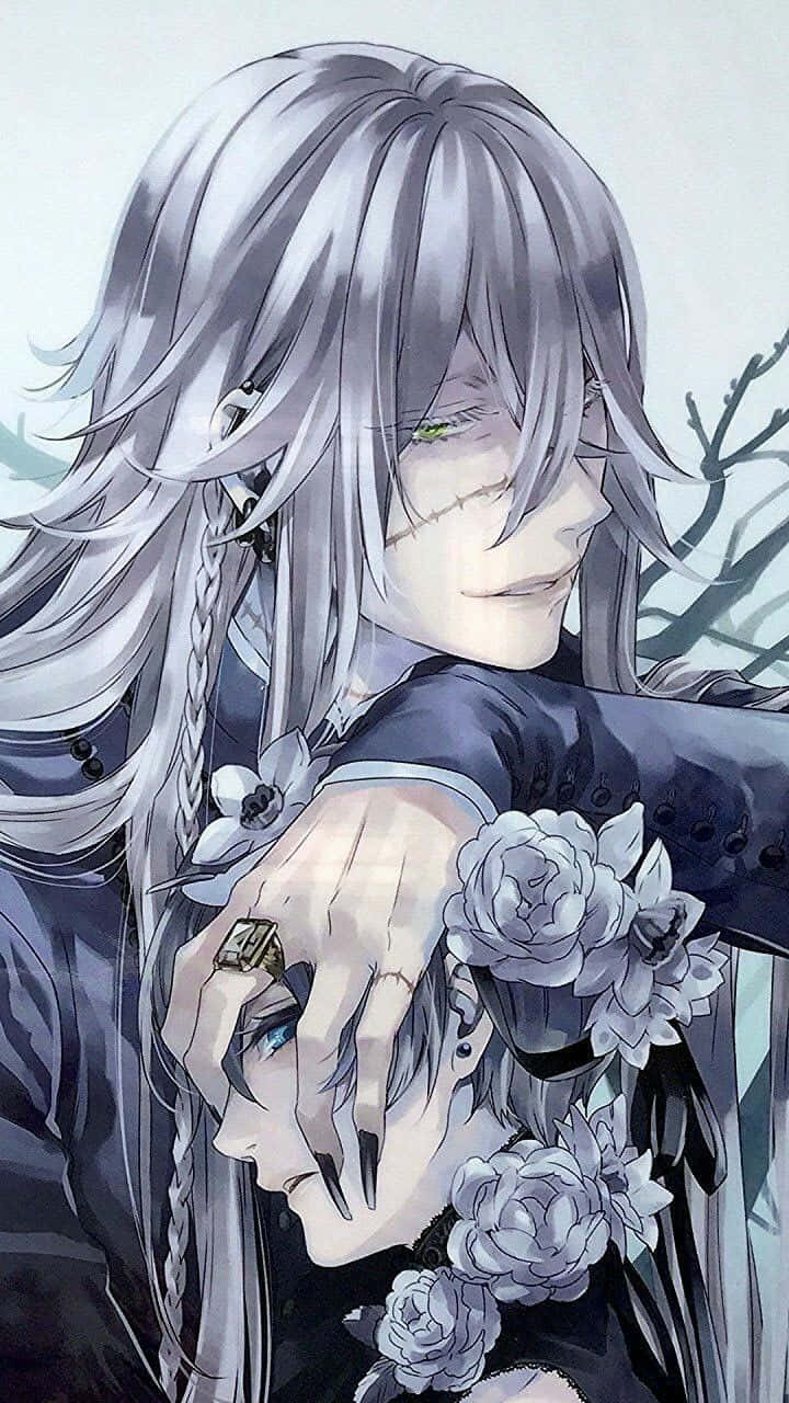 Black Butler Undertaker, silver hair, green eyes, HD Phone Wallpaper