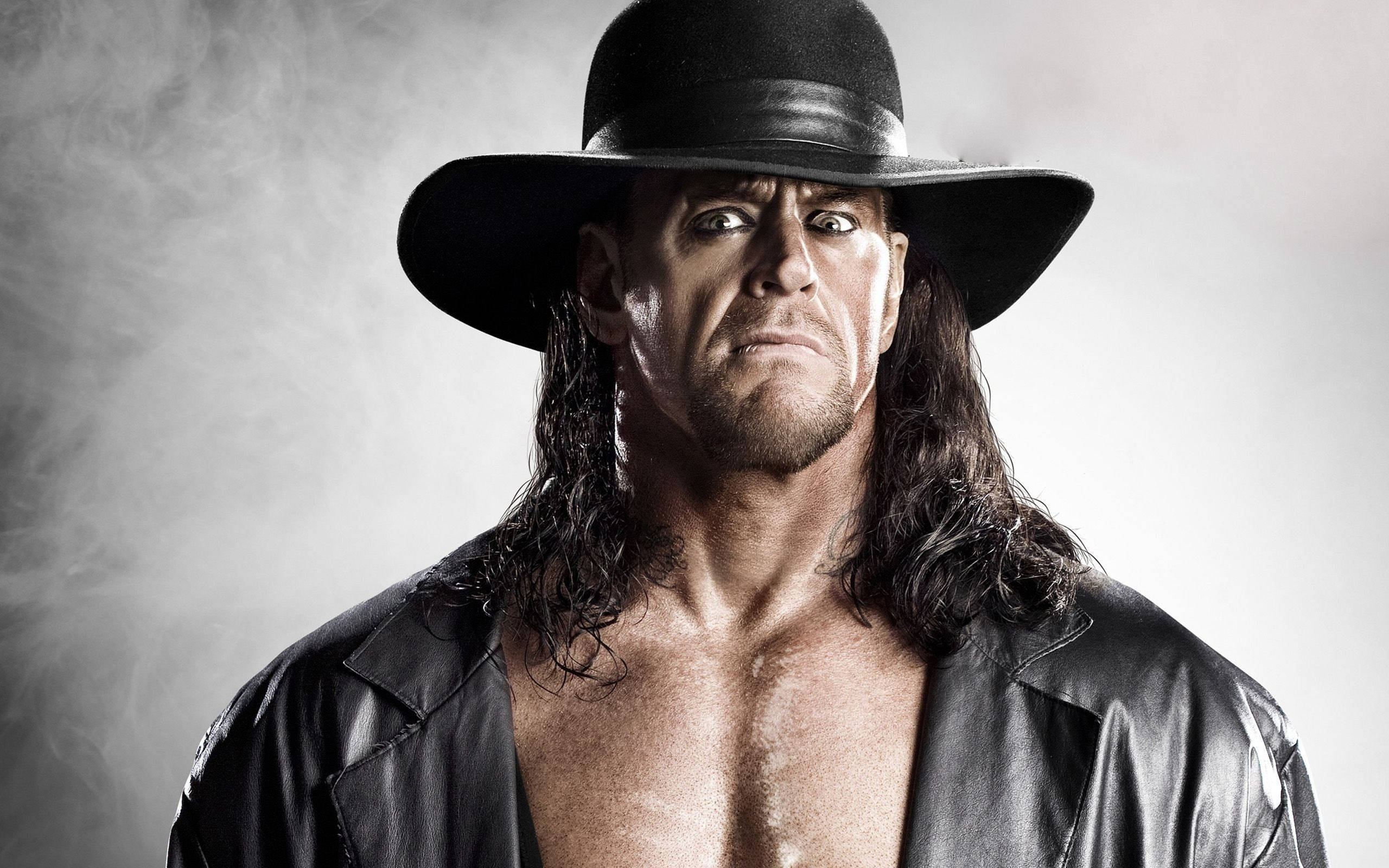 The Undertaker, long dark hair, black hat, 2K Desktop Wallpaper