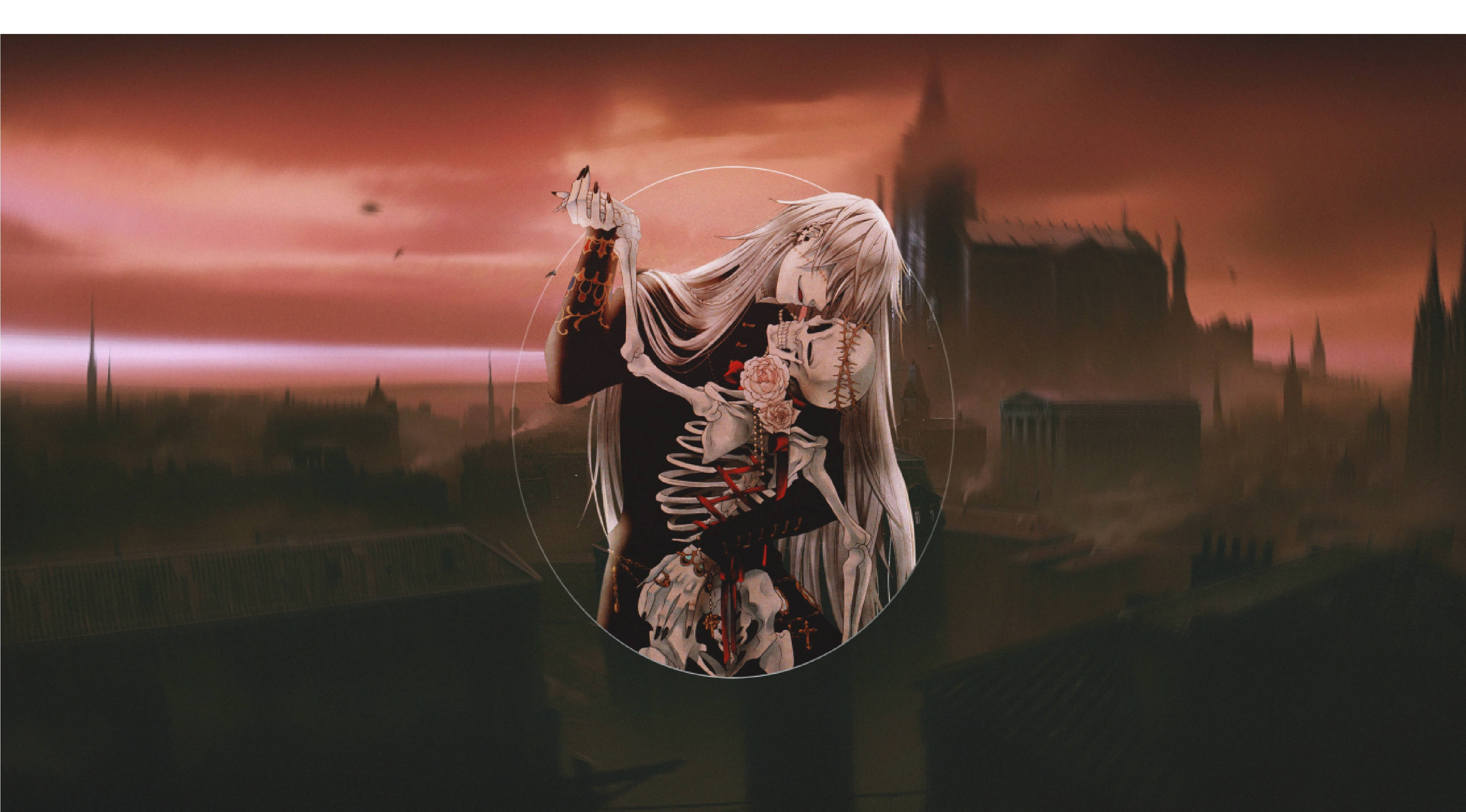 Black Butler, Undertaker, skeletal figure, 4K Desktop Wallpaper