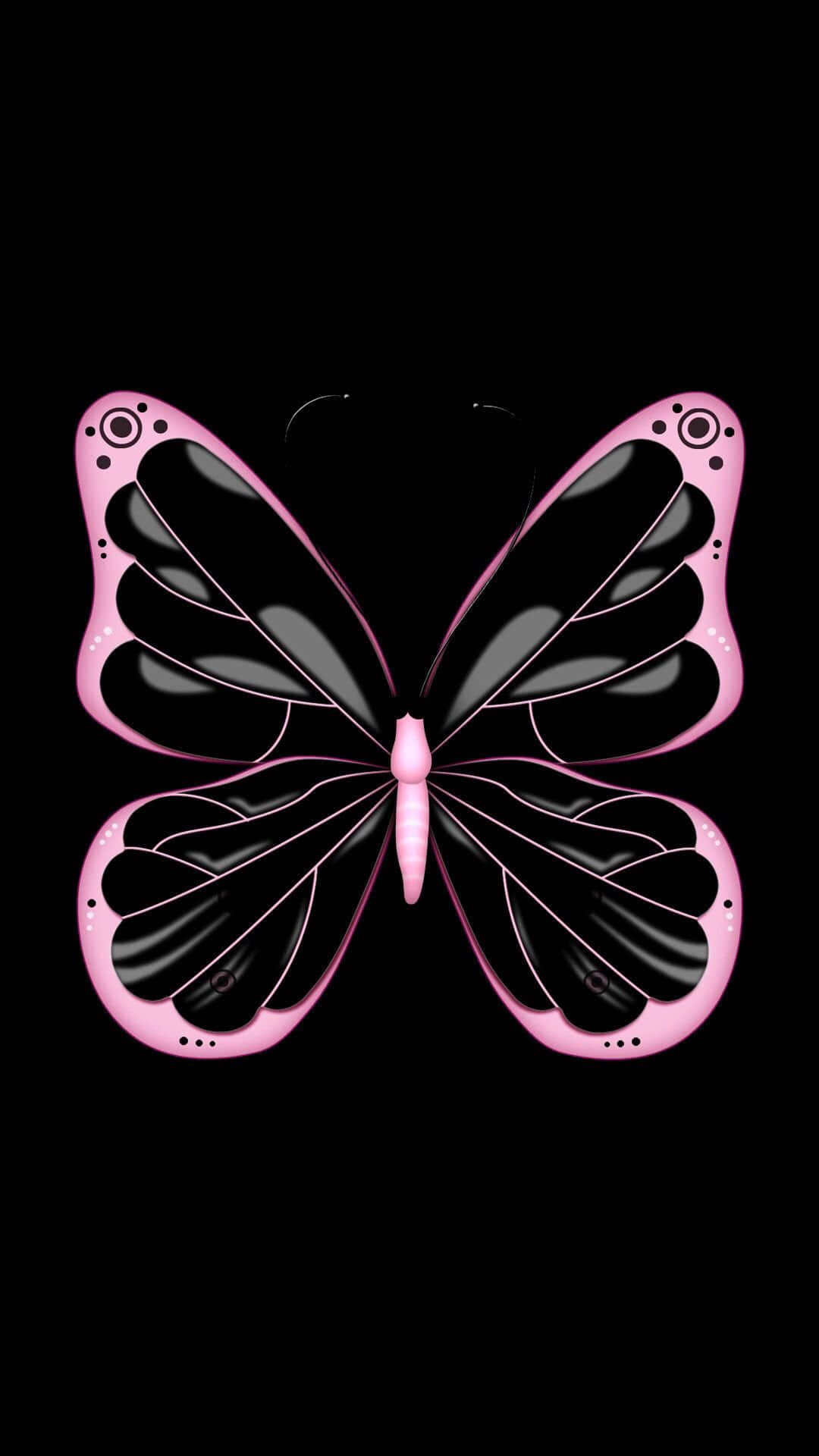 Dark Butterfly, pink and black butterfly, glossy wings, Full HD Phone Wallpaper