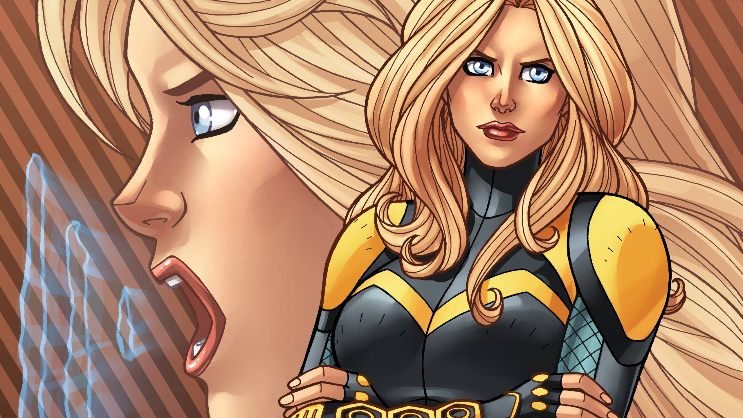 Black Canary, blonde superheroine, black and yellow suit, 2K Desktop Wallpaper