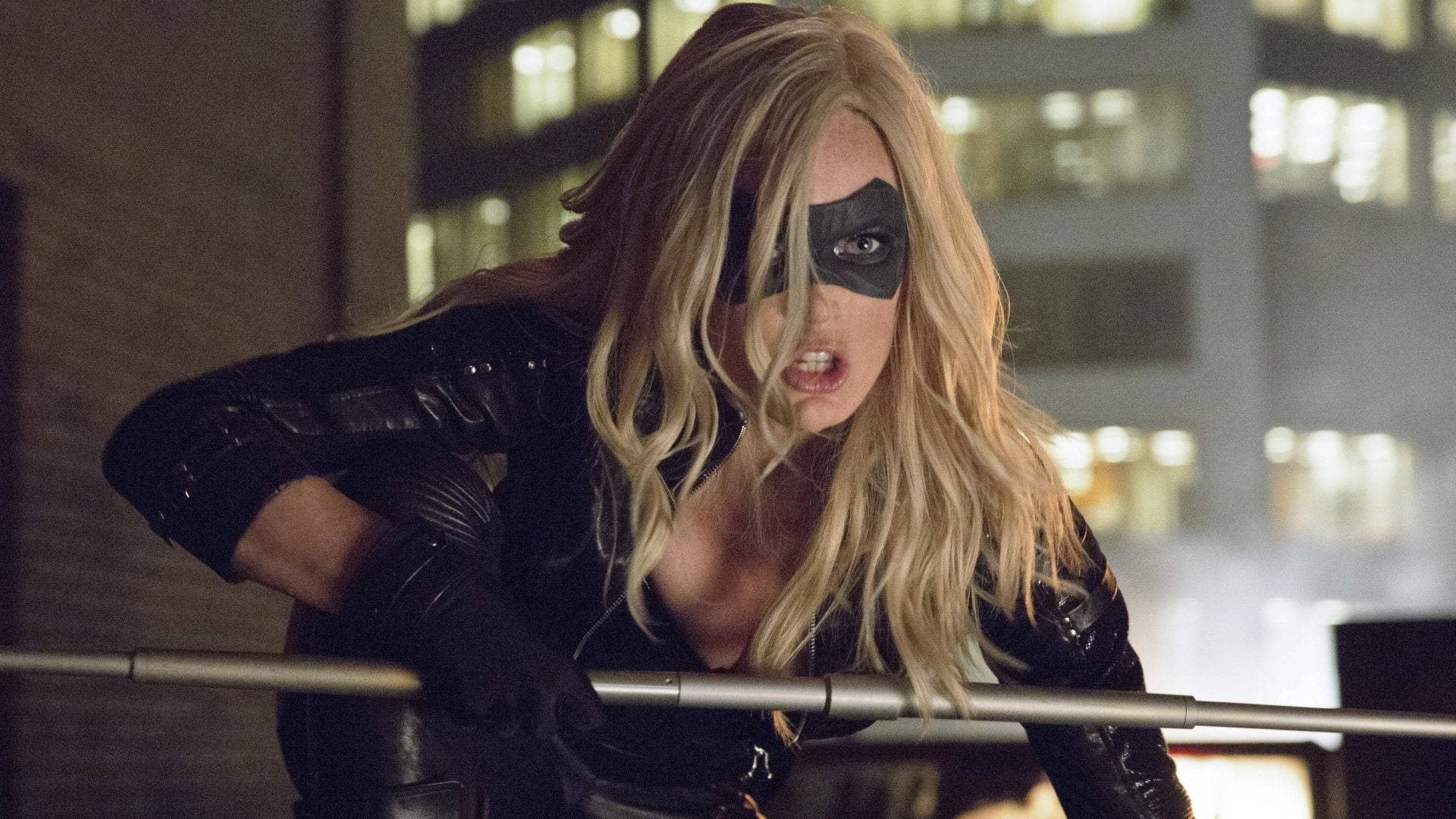 Black Canary, blonde masked vigilante, black leather, Full HD Desktop Wallpaper