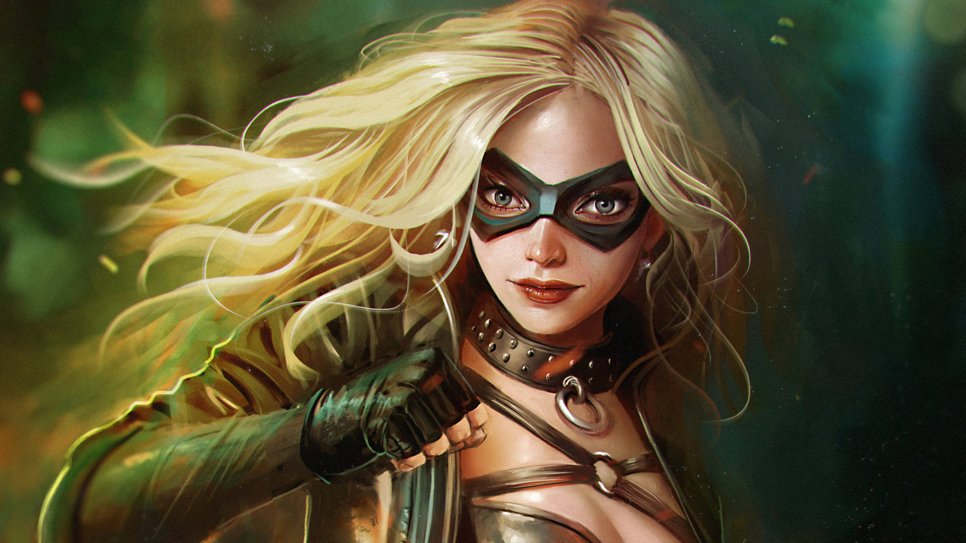 Black Canary, blonde masked heroine, flowing hair, Full HD Desktop Wallpaper