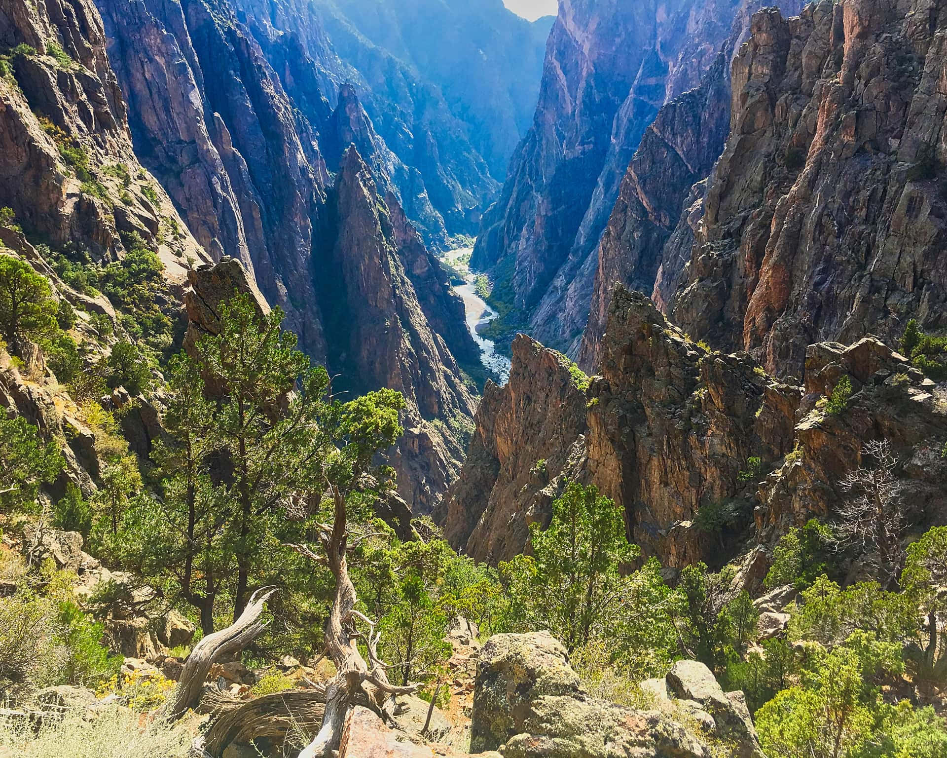Black Canyon, red rock cliffs, winding river, Full HD Desktop Wallpaper