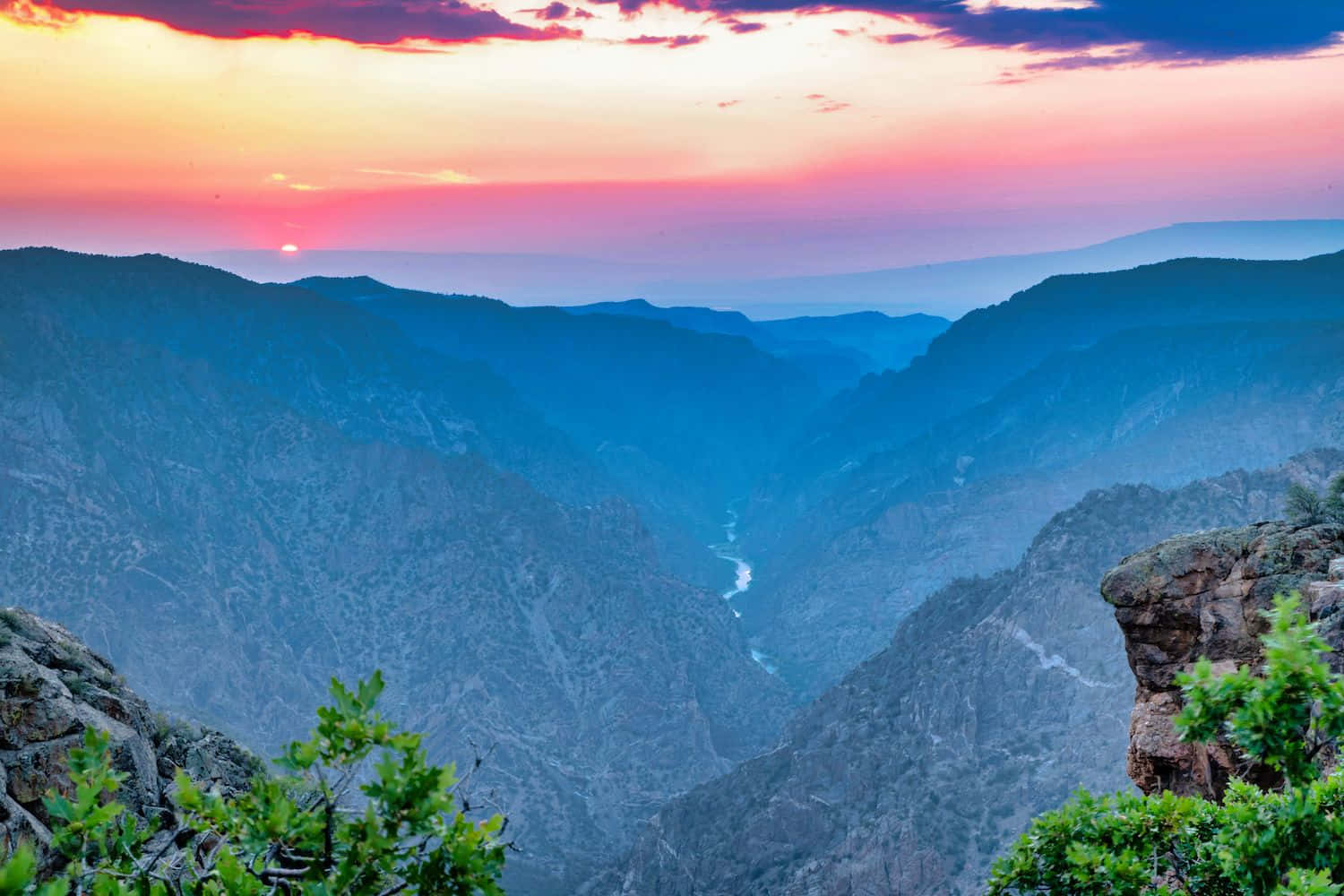 Black Canyon, sunset, fiery orange, HD Desktop Wallpaper