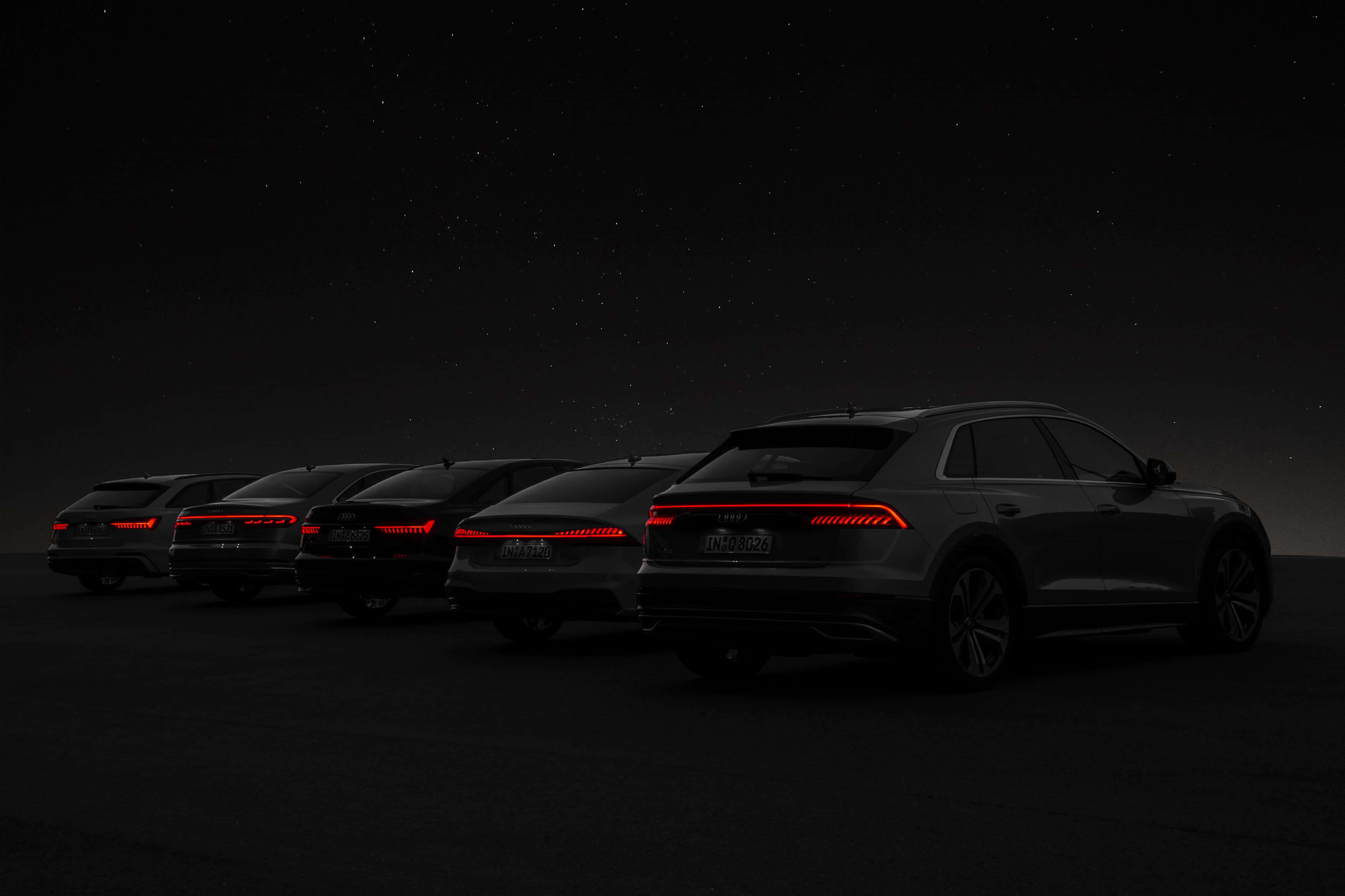 black car, sleek black SUVs, city street, 4K Desktop Wallpaper