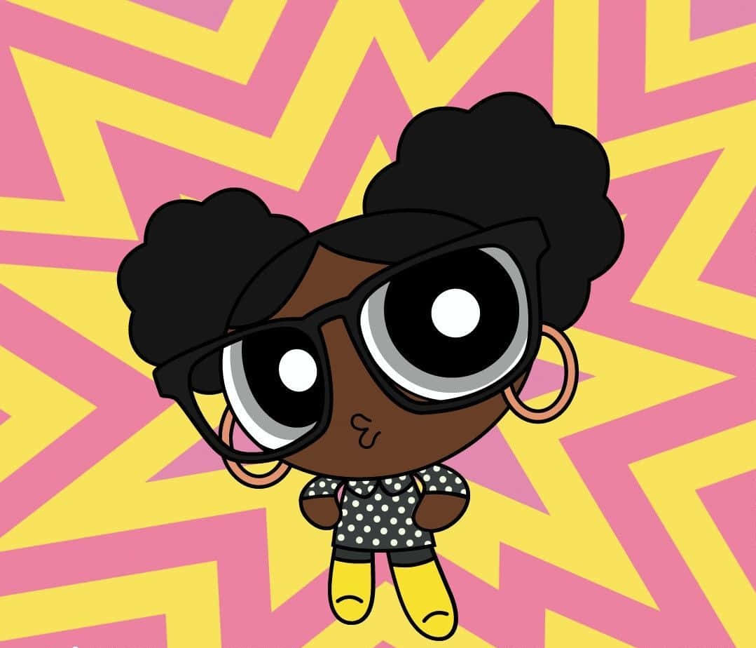 cartoon girl, glasses, afro hair, SD Desktop Wallpaper