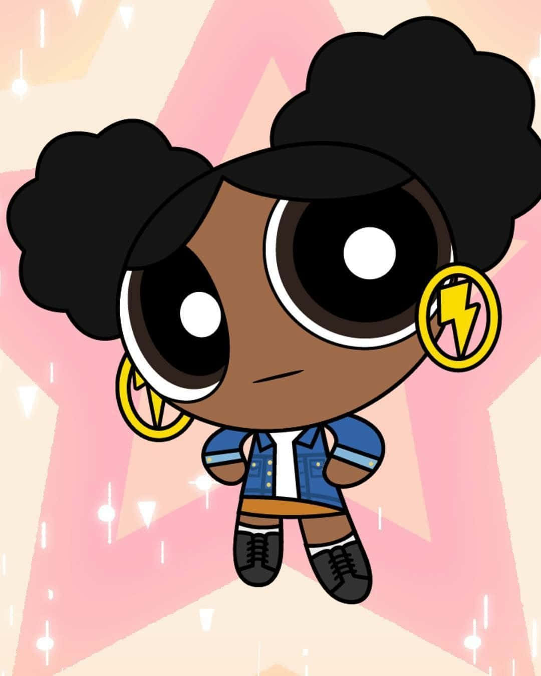 Black Cartoon Characters, chibi cartoon girl, big eyes, HD Phone Wallpaper
