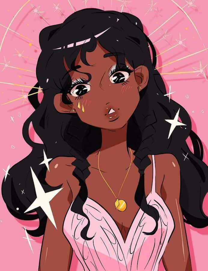 Black Cartoon Characters, pink dress, gold necklace, SD Phone Wallpaper