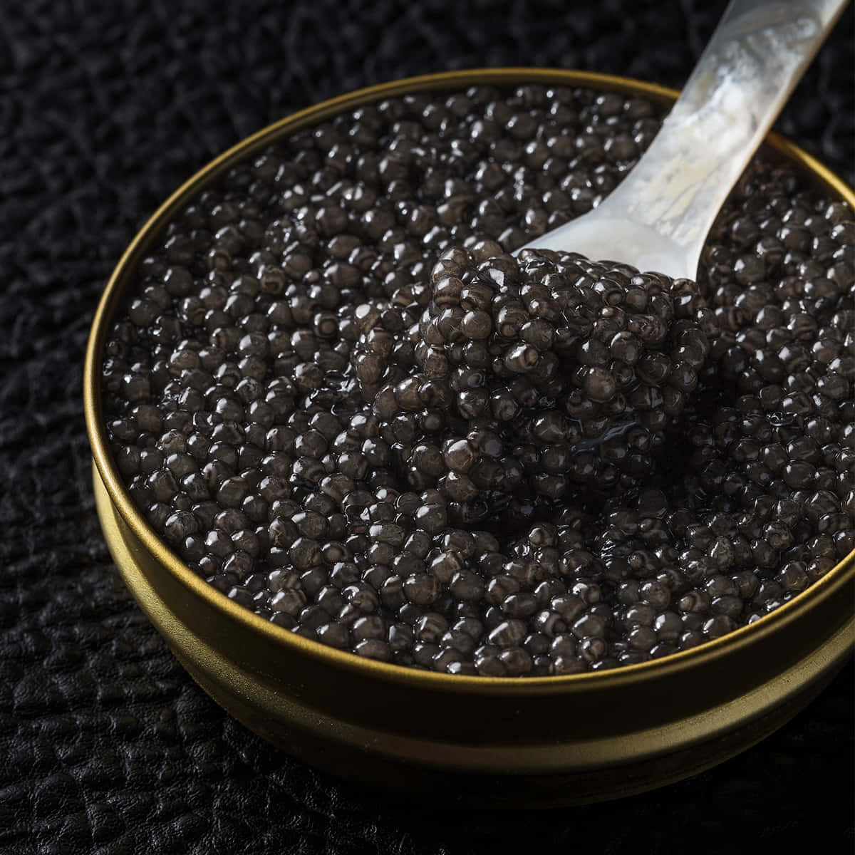 black caviar, golden tin, glistening black caviar, SD Desktop Wallpaper