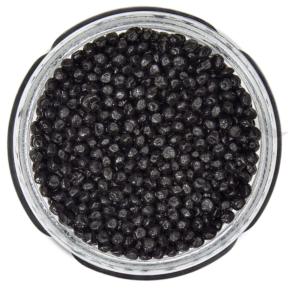 Black Caviar, glossy black caviar pearls, clear glass jar, SD Desktop Wallpaper