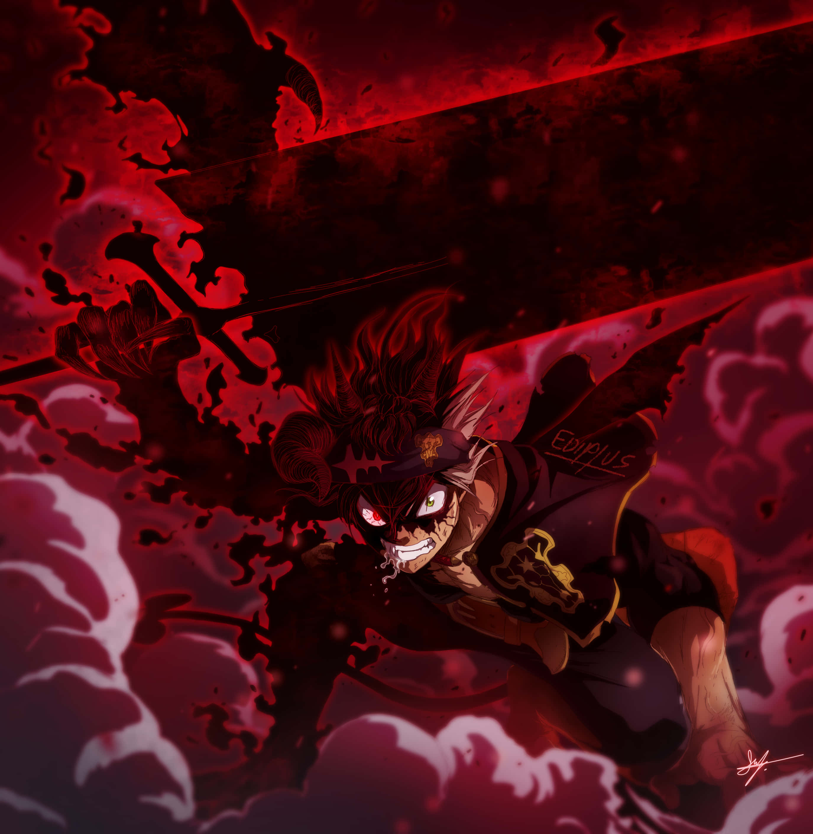 Black Clover, Asta, demonic form, 2K Phone Wallpaper