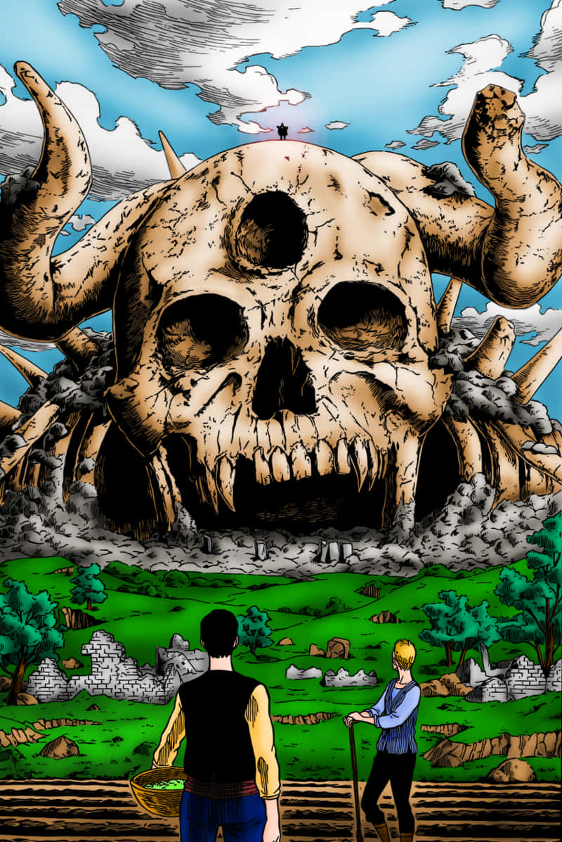 Black Clover, skull, pastoral village, SD Phone Wallpaper