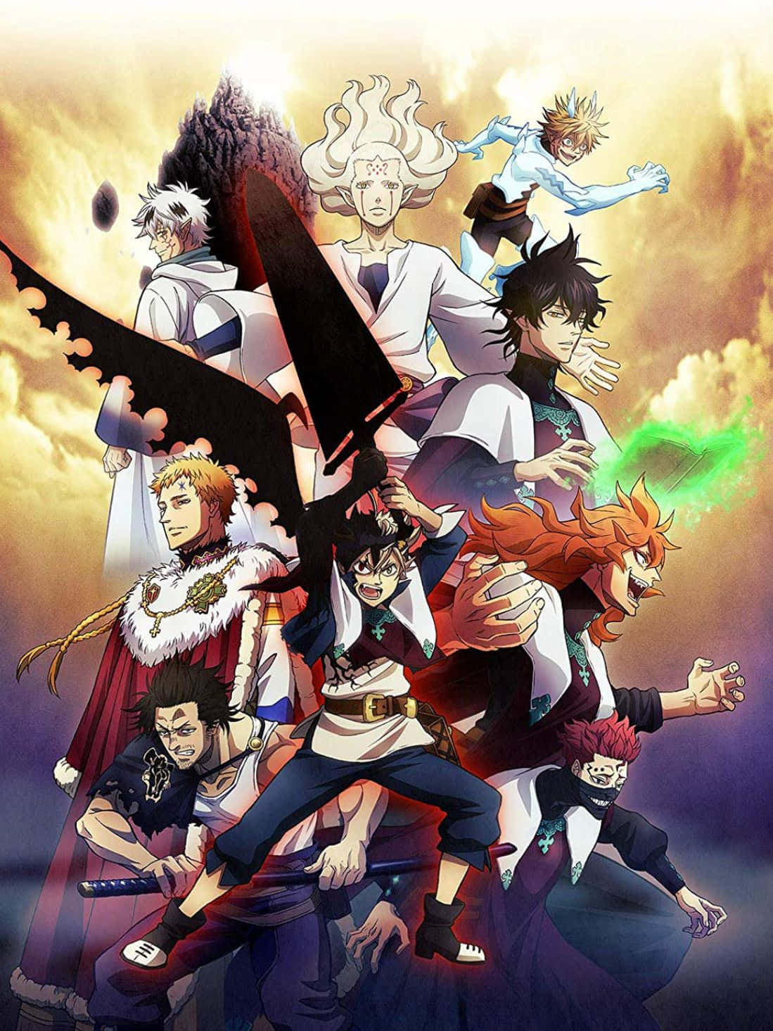 Licht, Black Clover, fiery sunset sky, HD Phone Wallpaper