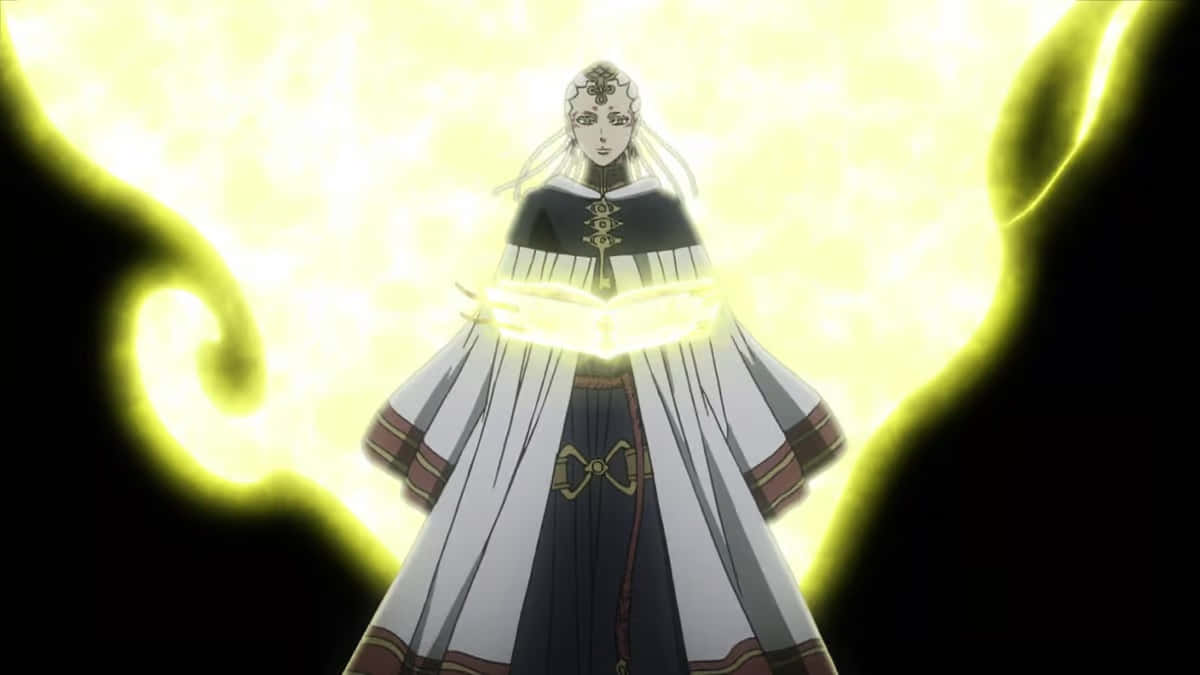 Black Clover Licht, white and black robe, glowing book, SD Desktop Wallpaper