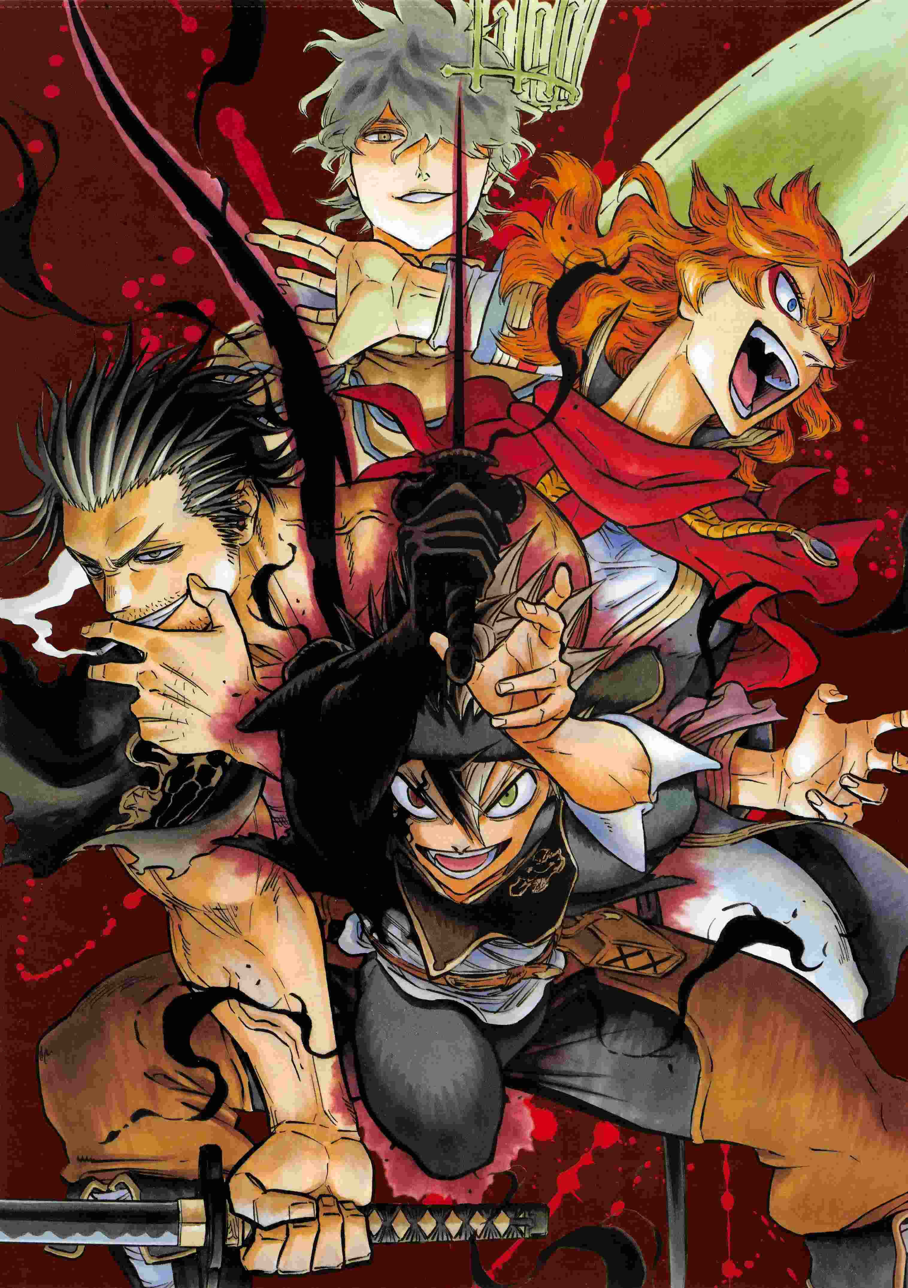 Black Clover, trio battle stance, anime warriors, 4K Phone Wallpaper