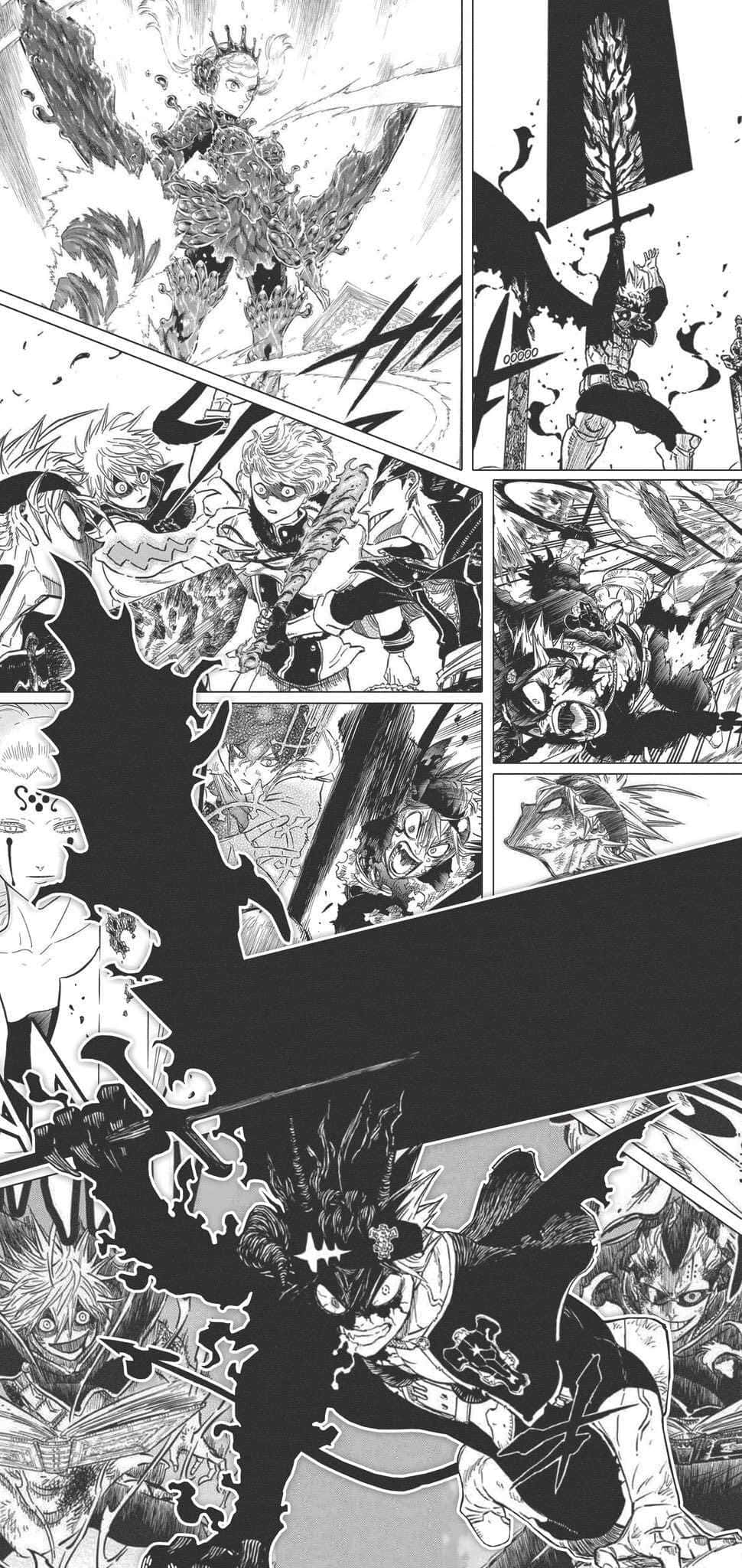 Black Clover, manga panels, sword fights, Full HD Phone Wallpaper
