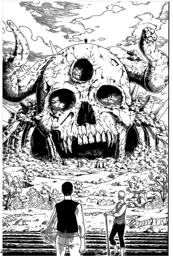 Black Clover, skull monument, horned skull, SD Phone Wallpaper