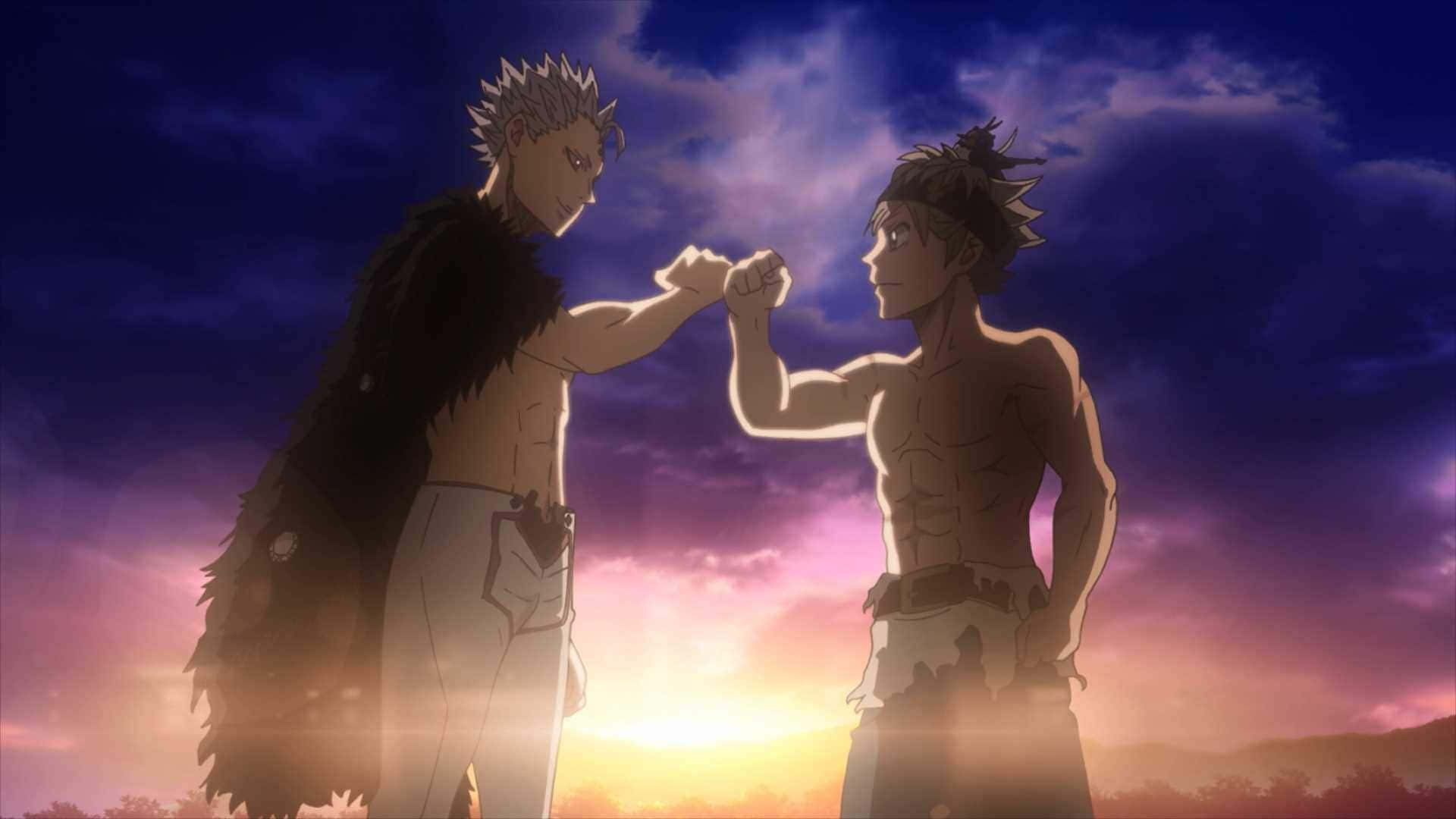 Black Clover, fist bump, silhouette, Full HD Desktop Wallpaper