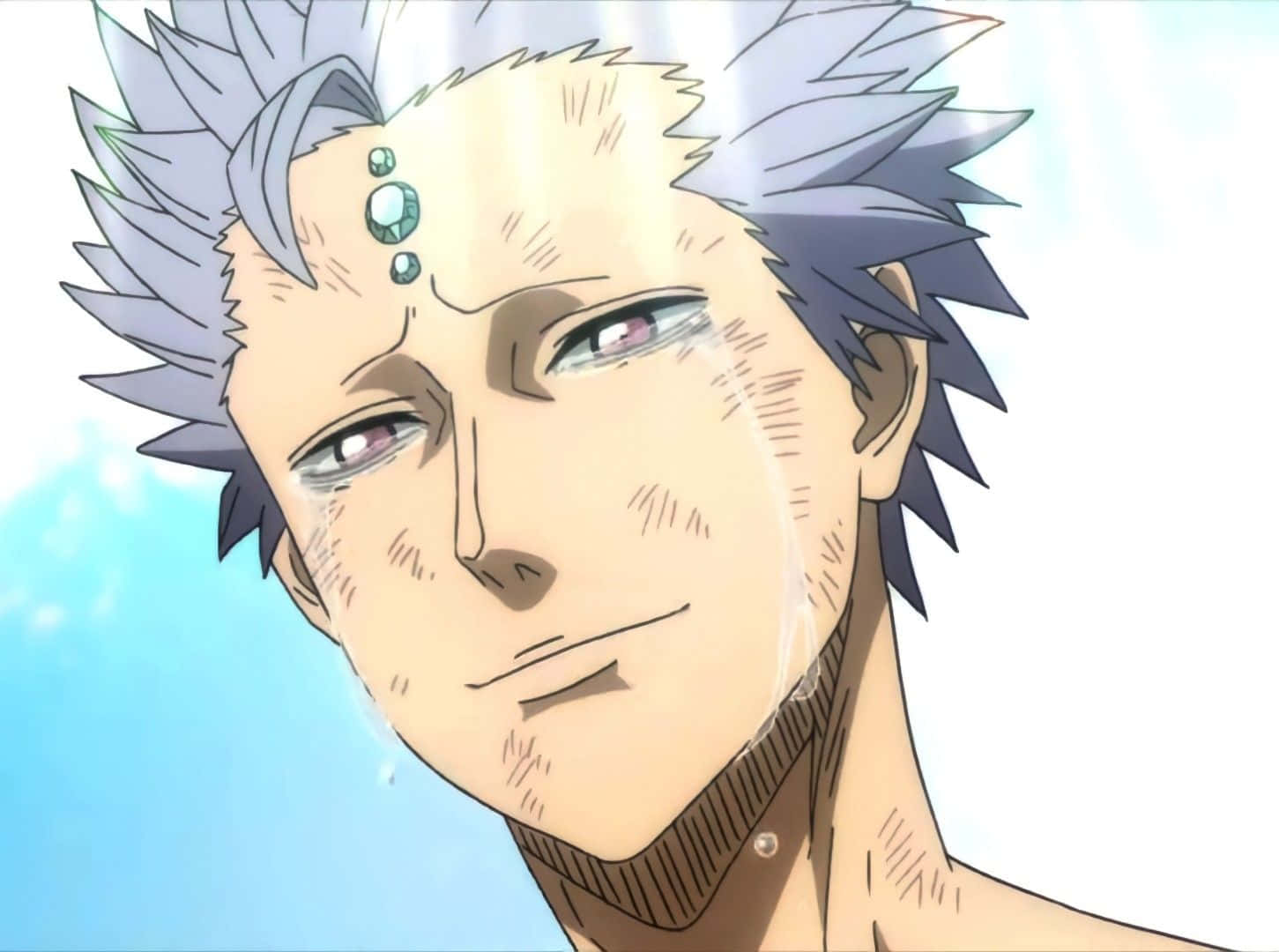 Black Clover Mars, spiky silver-haired anime man, three green gems on his forehead, HD Desktop Wallpaper