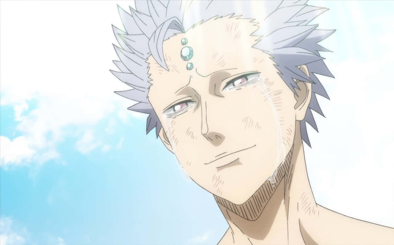 Black Clover Mars, spiky silver-haired anime man, three blue gems on his forehead, SD Desktop Wallpaper