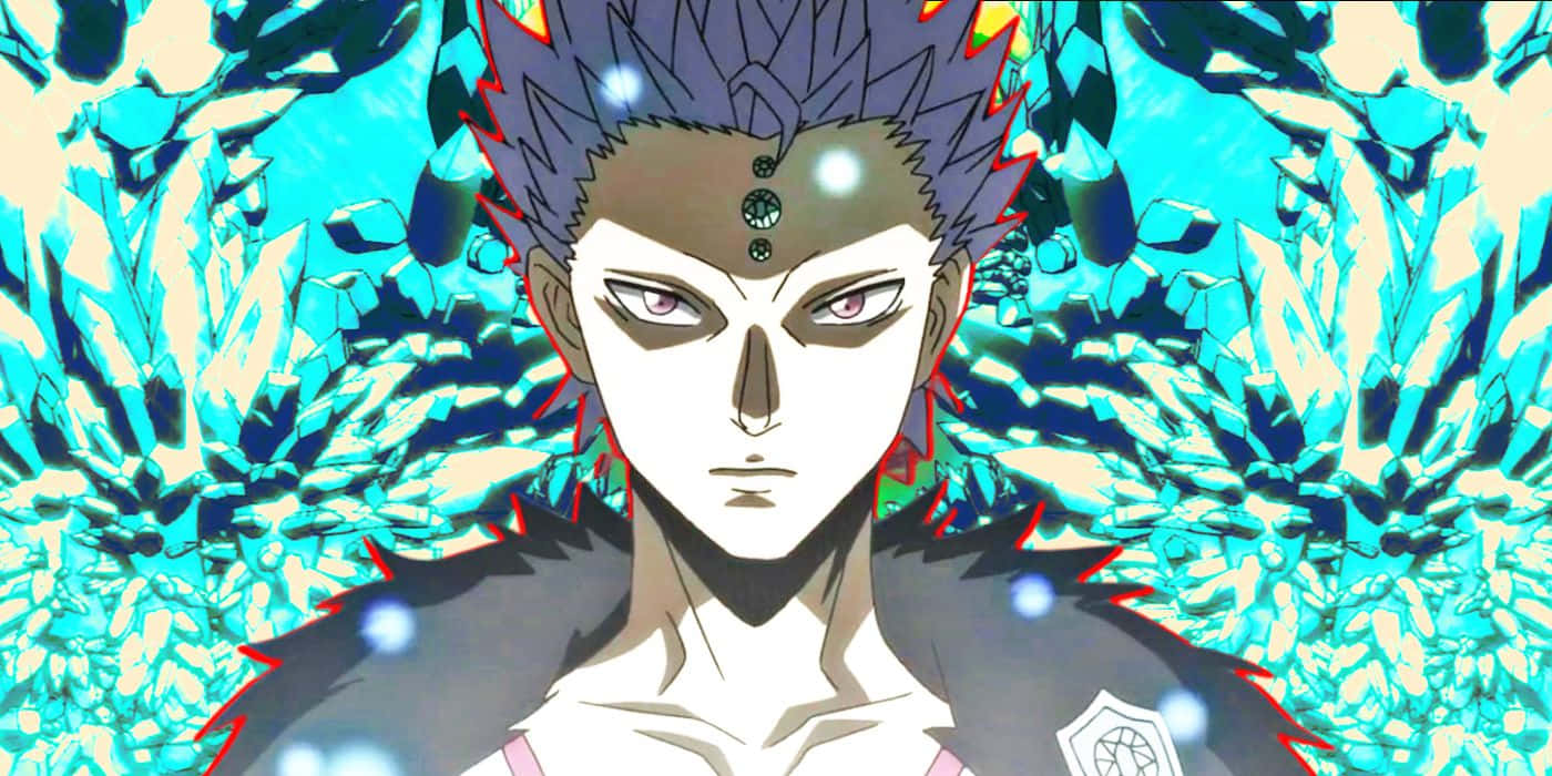 Black Clover Mars, crystal magic, spiky purple hair, HD Desktop Wallpaper