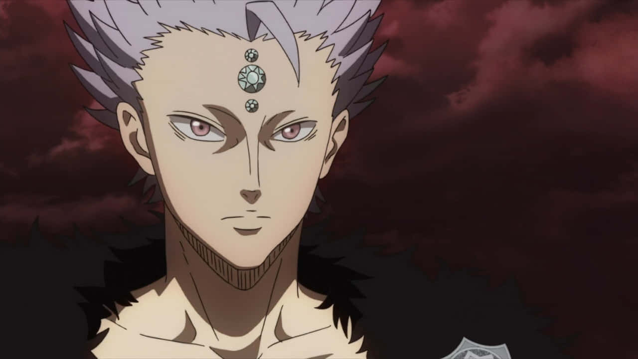 Black Clover Mars, spiky silver hair, three gemstones on his forehead, HD Desktop Wallpaper