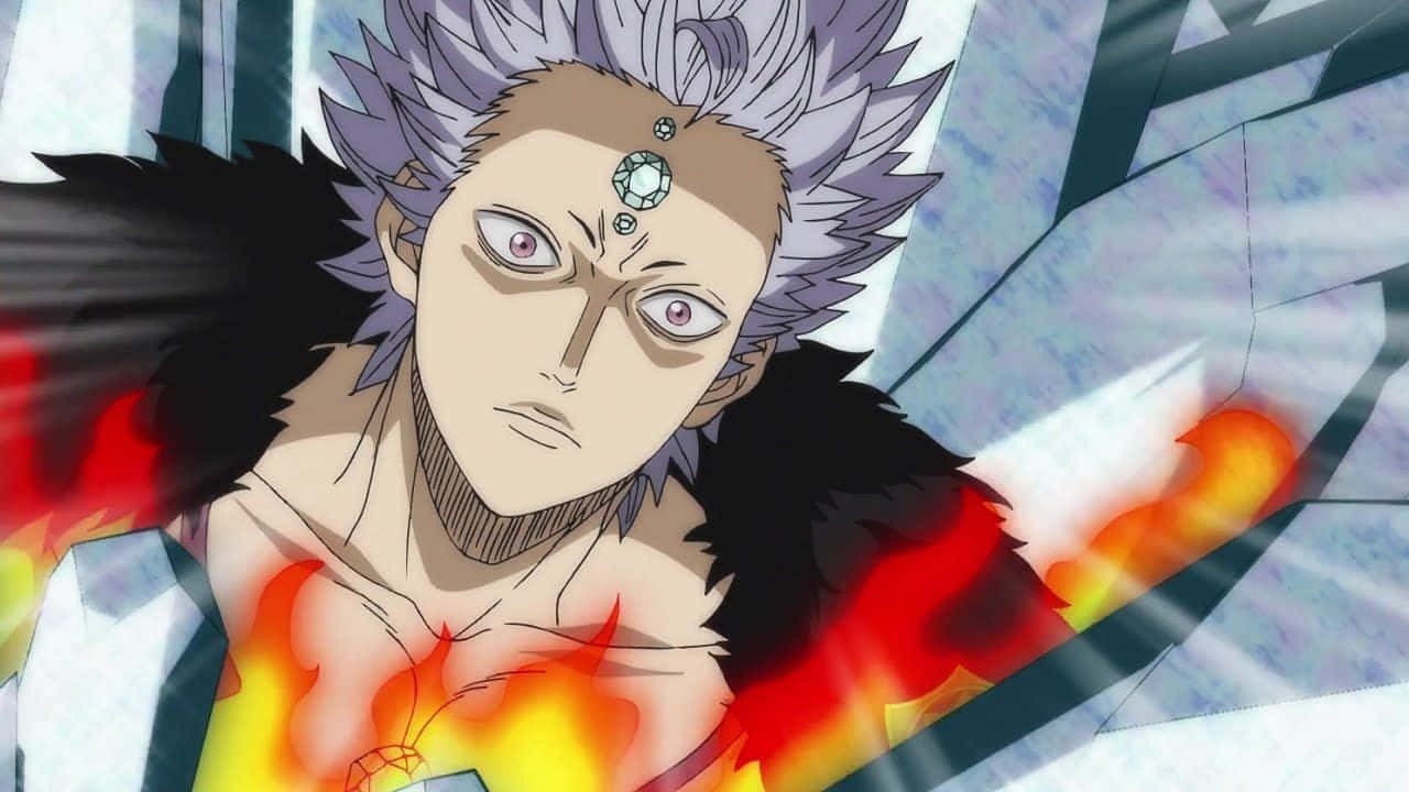 Black Clover Mars, spiky silver hair, gem on his forehead, HD Desktop Wallpaper