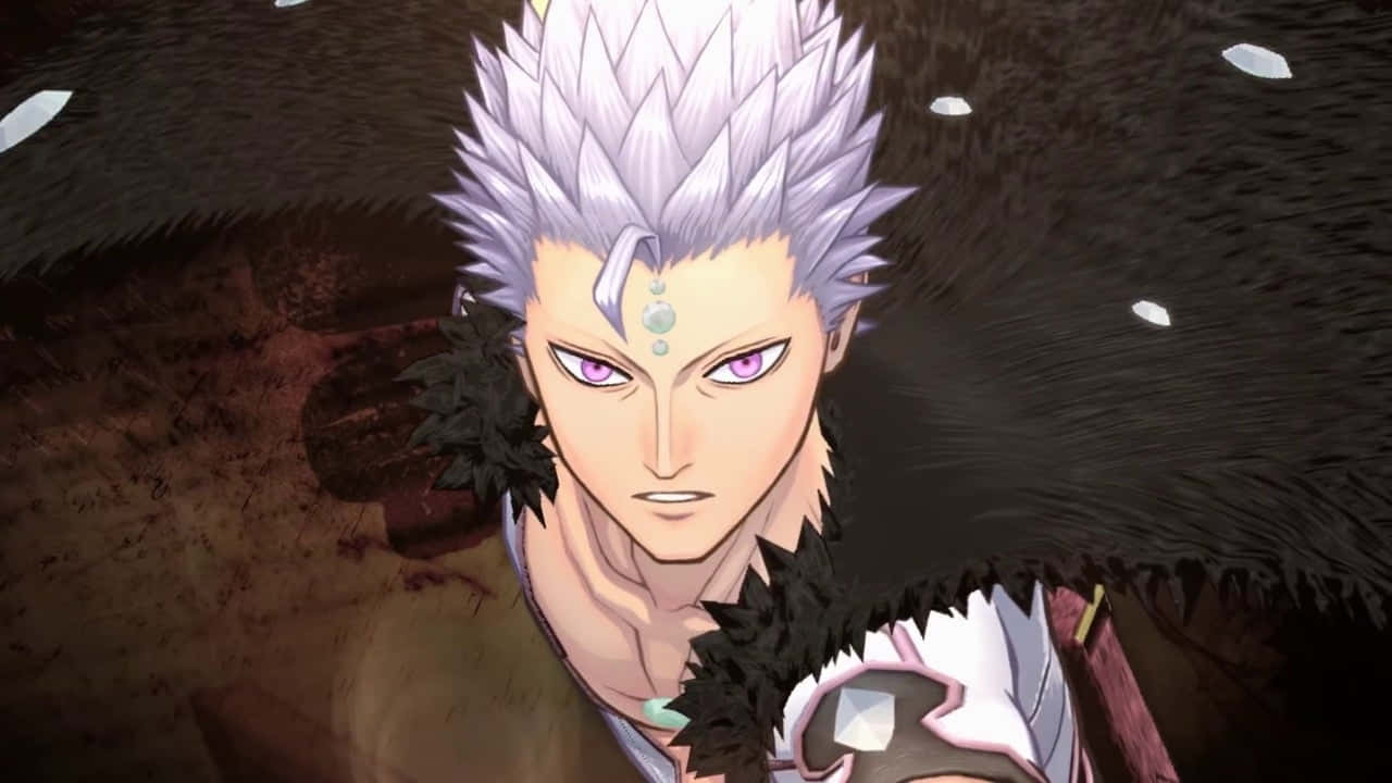 Black Clover Mars, spiky silver hair, purple eyes, HD Desktop Wallpaper