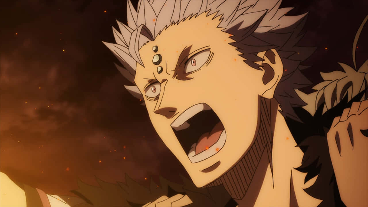 Black Clover Mars, spiky gray hair, three forehead beads, HD Desktop Wallpaper