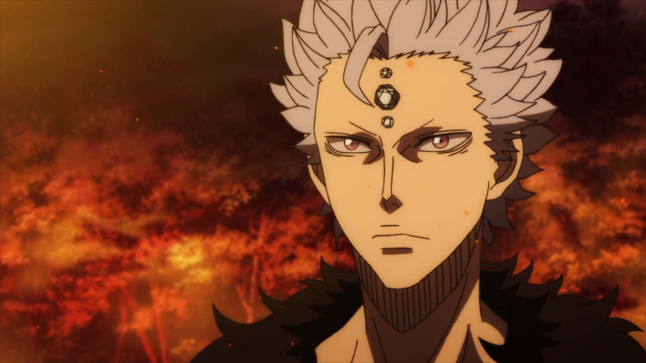 Black Clover Mars, spiky white hair, three forehead gems, HD Desktop Wallpaper