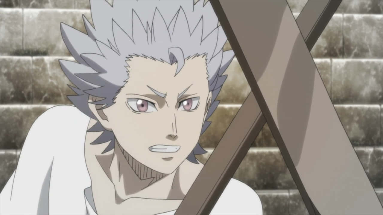 Black Clover Mars, spiky silver hair, pink eyes, HD Desktop Wallpaper