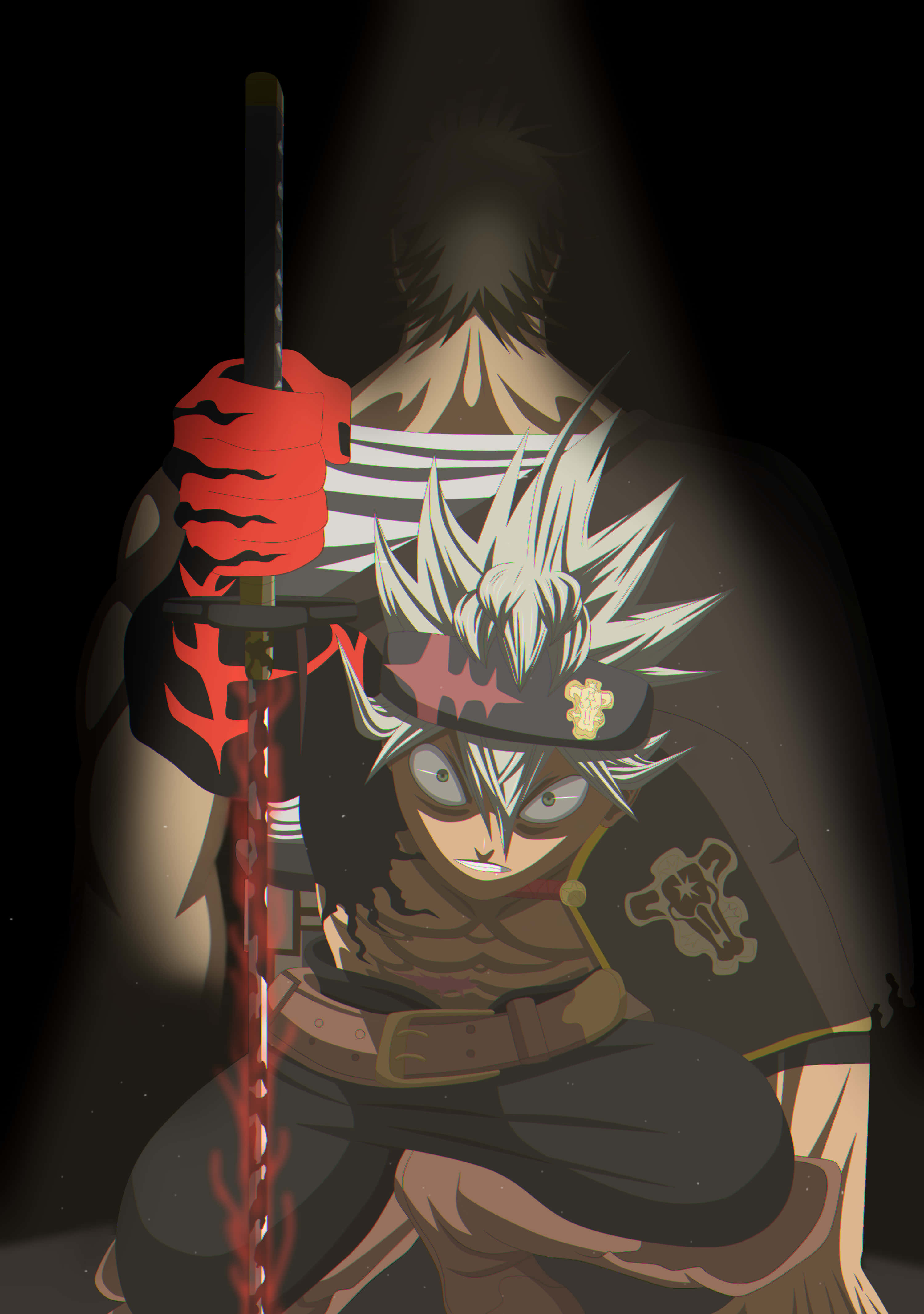 Yami of Black Clover, spiky white hair, red-gloved hands, 4K Phone Wallpaper
