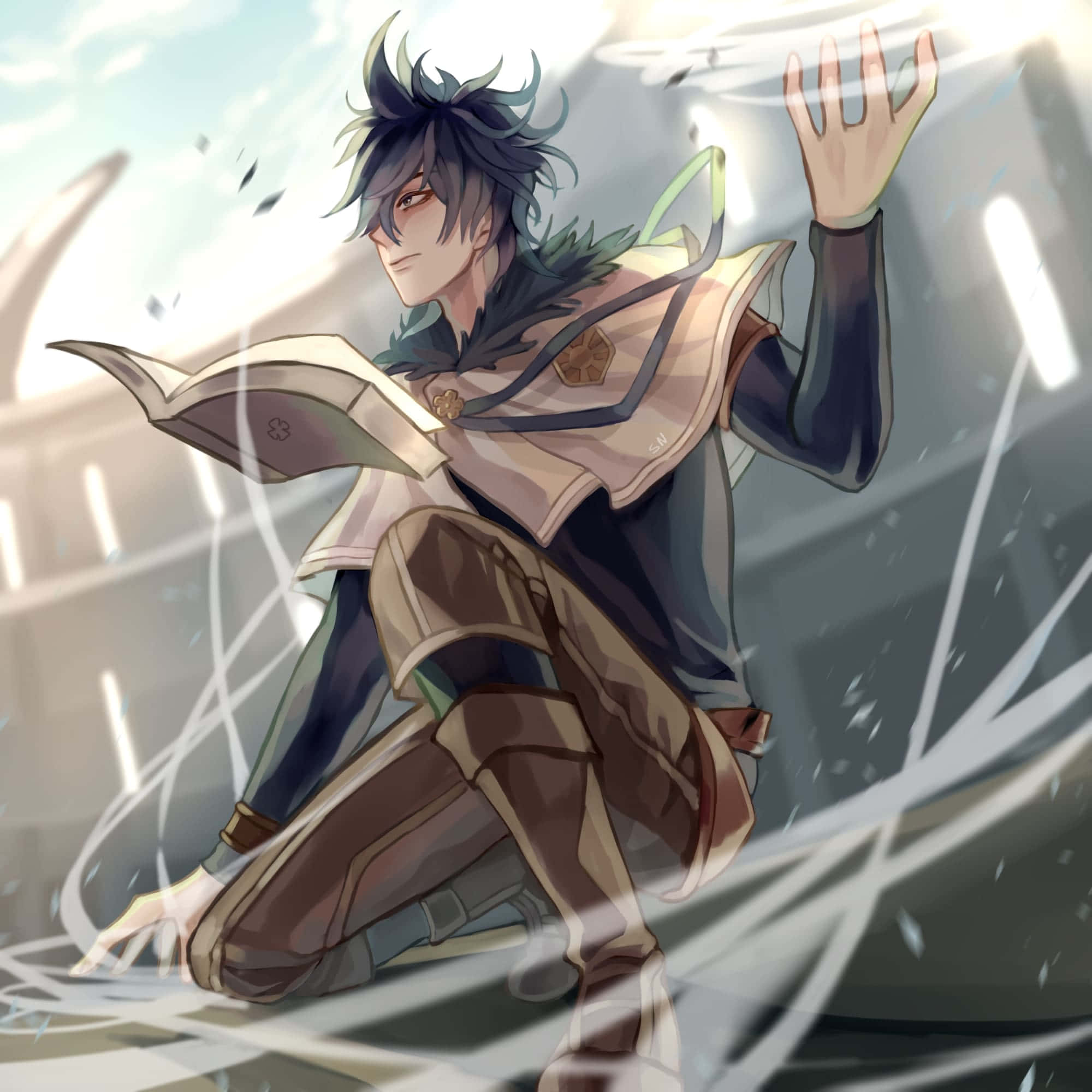 Black Clover Yuno, spiky-haired anime boy, armor, Full HD Desktop Wallpaper