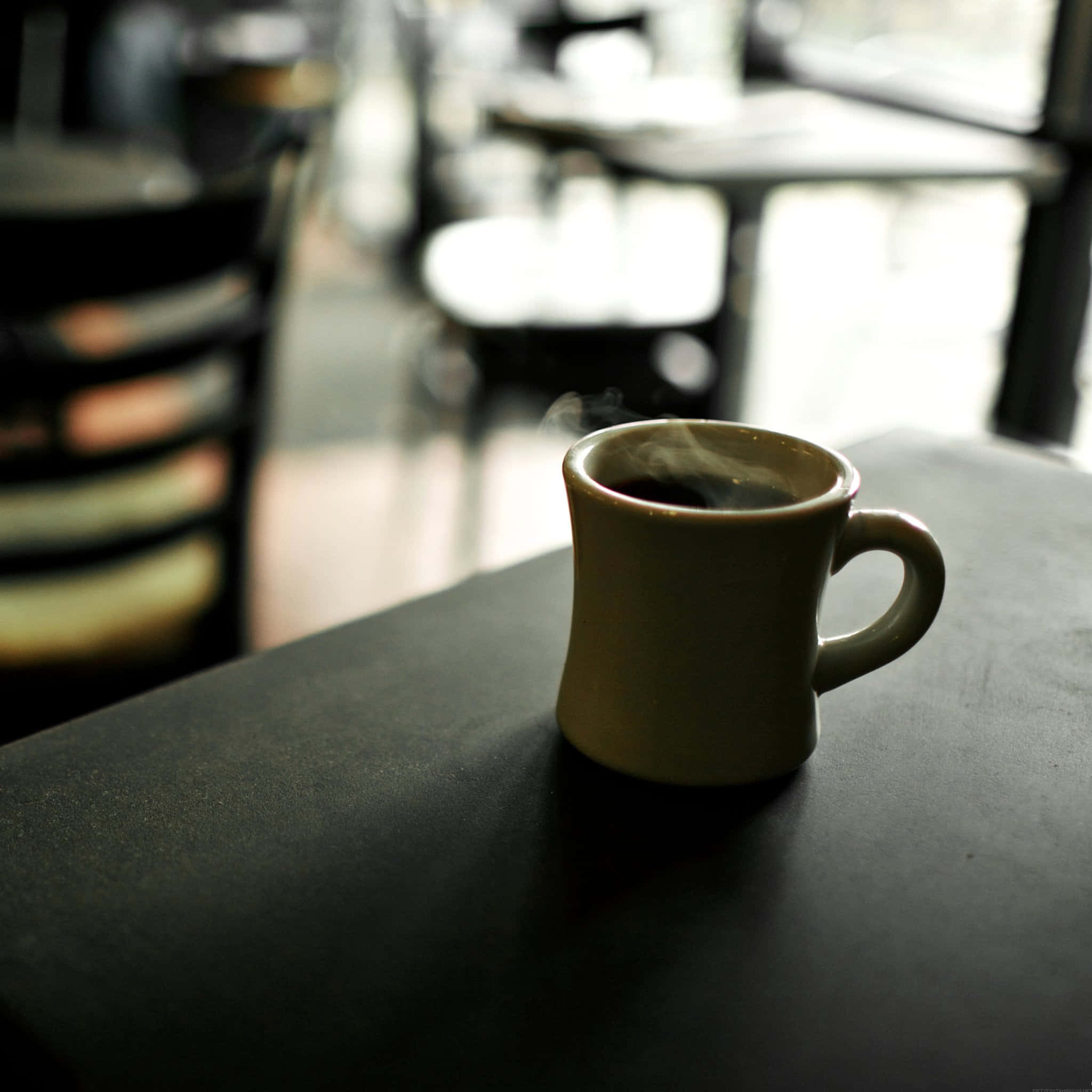 black coffee, steaming ceramic mug, dark table, Full HD Desktop Wallpaper