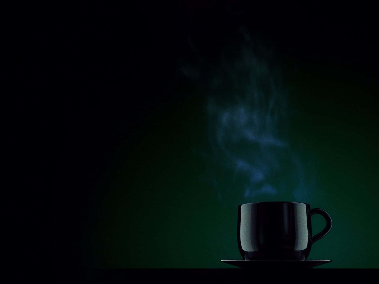 black coffee, steaming black mug, dark green backdrop, HD Desktop Wallpaper