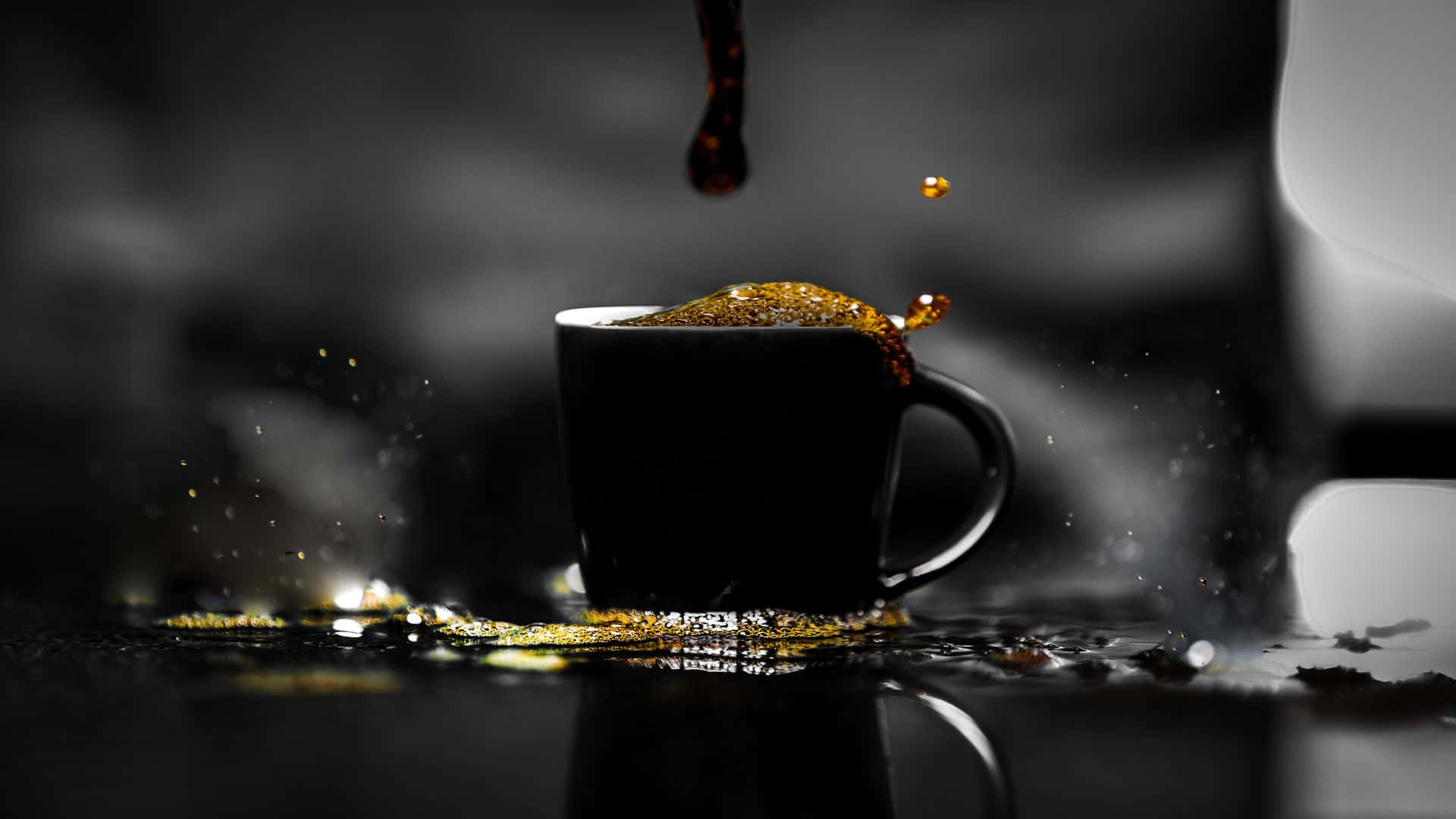 black coffee, mug, golden liquid, Full HD Desktop Wallpaper