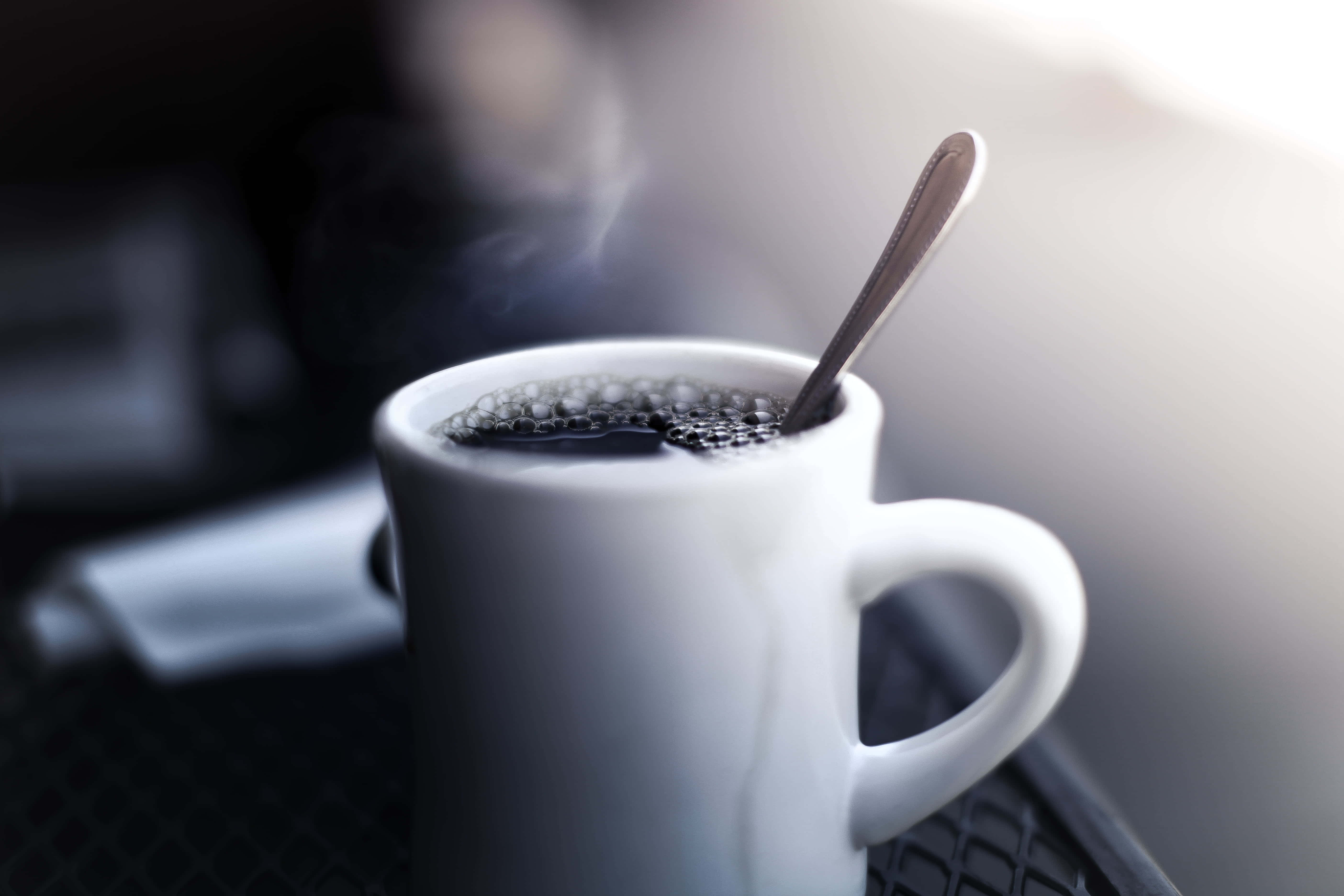 black coffee, steaming white mug, dark coffee, 5K Desktop Wallpaper