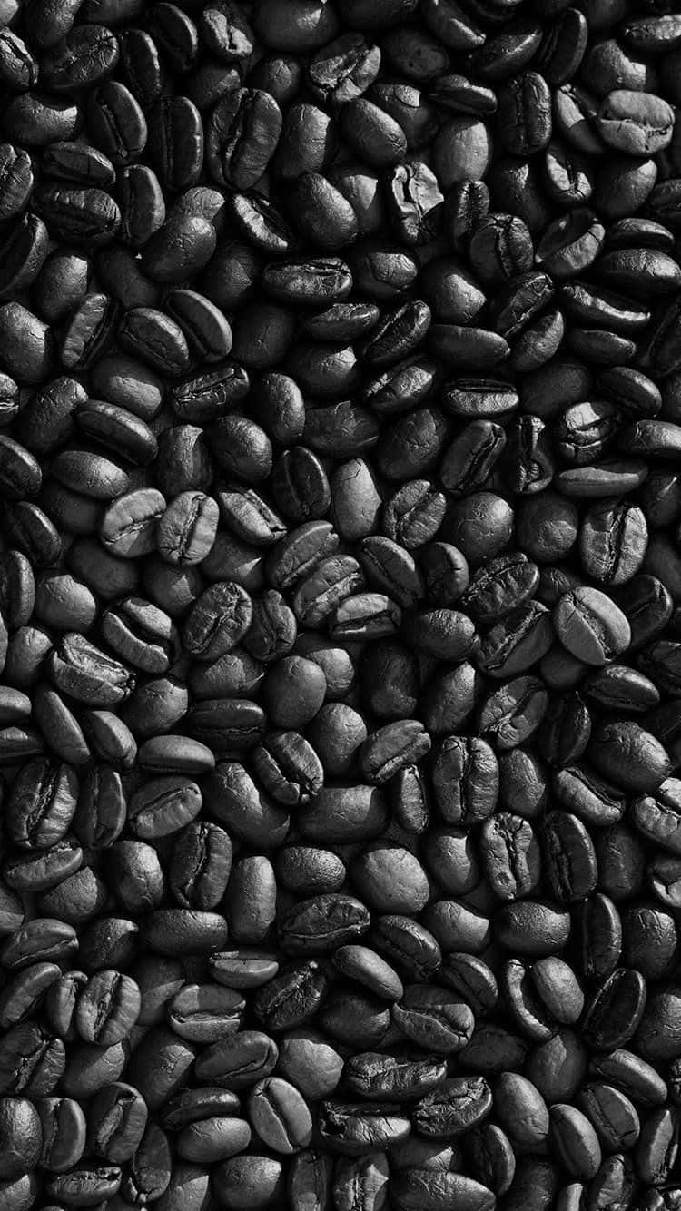 black coffee, roasted coffee beans, monochrome texture, HD Phone Wallpaper