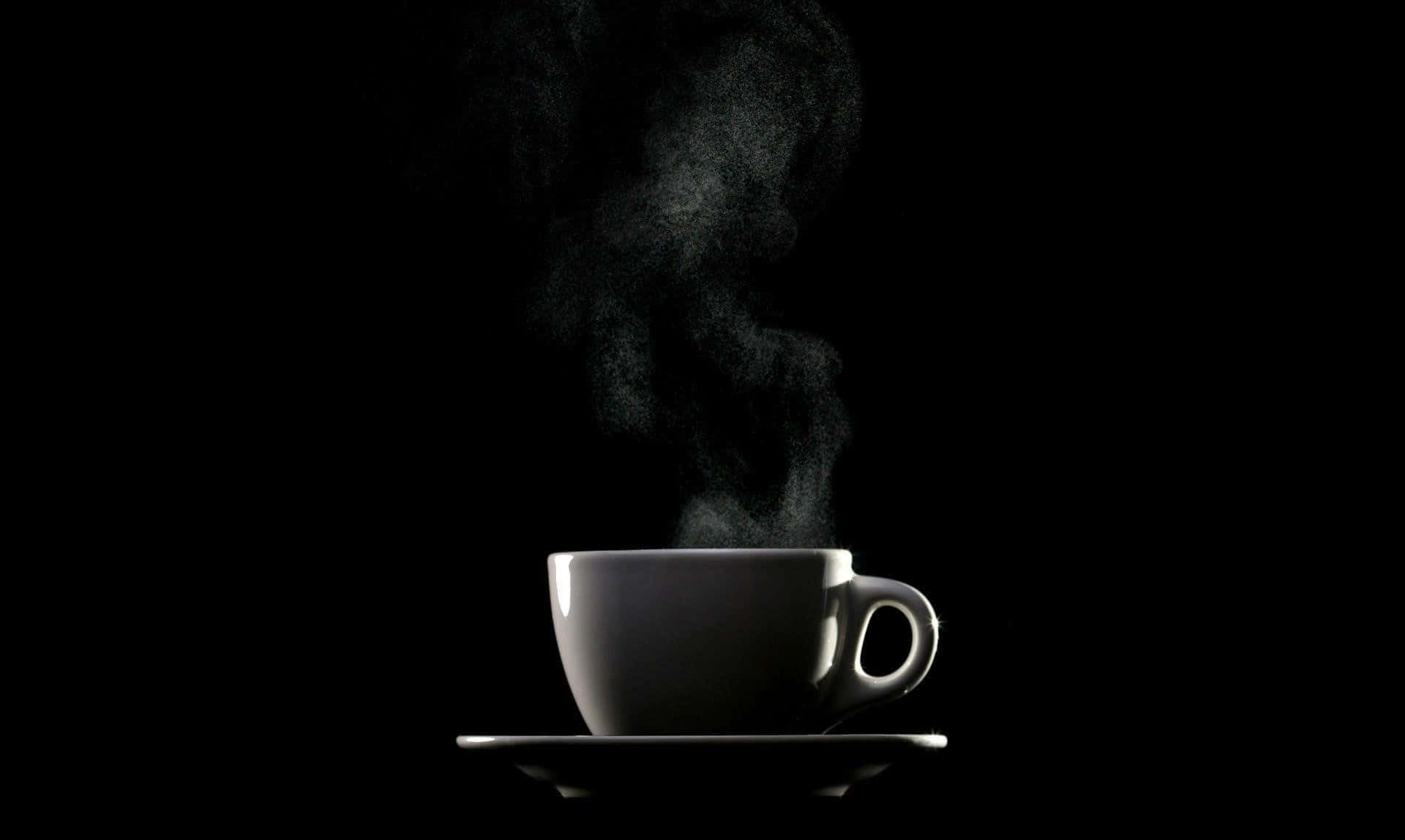 black coffee, steaming white coffee cup, saucer, Full HD Desktop Wallpaper