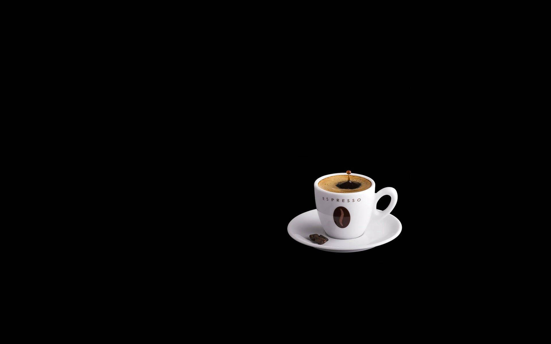 black coffee, espresso cup, coffee drop, Full HD Desktop Wallpaper