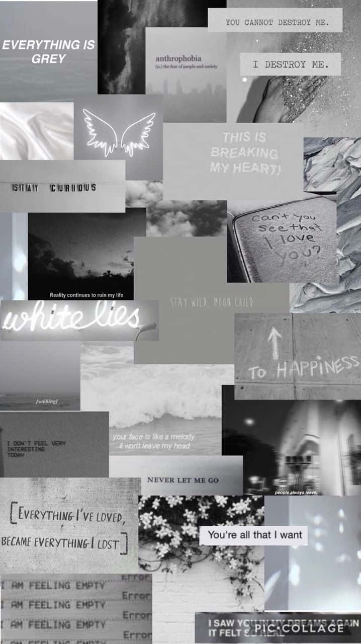 Black Collage, monochrome, text quotes, HD Phone Wallpaper