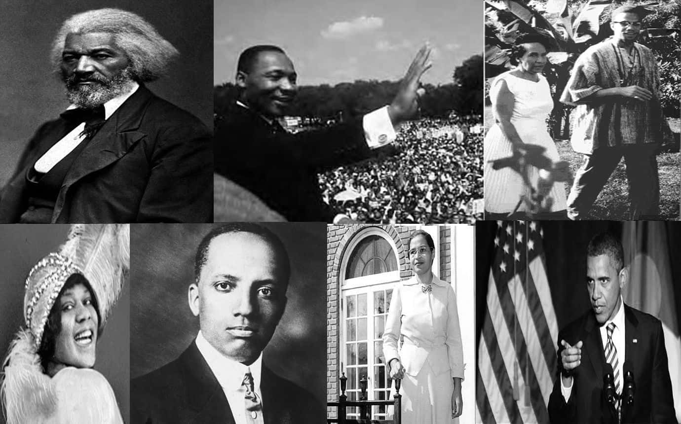 Black Collage, African American historical figures, formal settings, HD Desktop Wallpaper