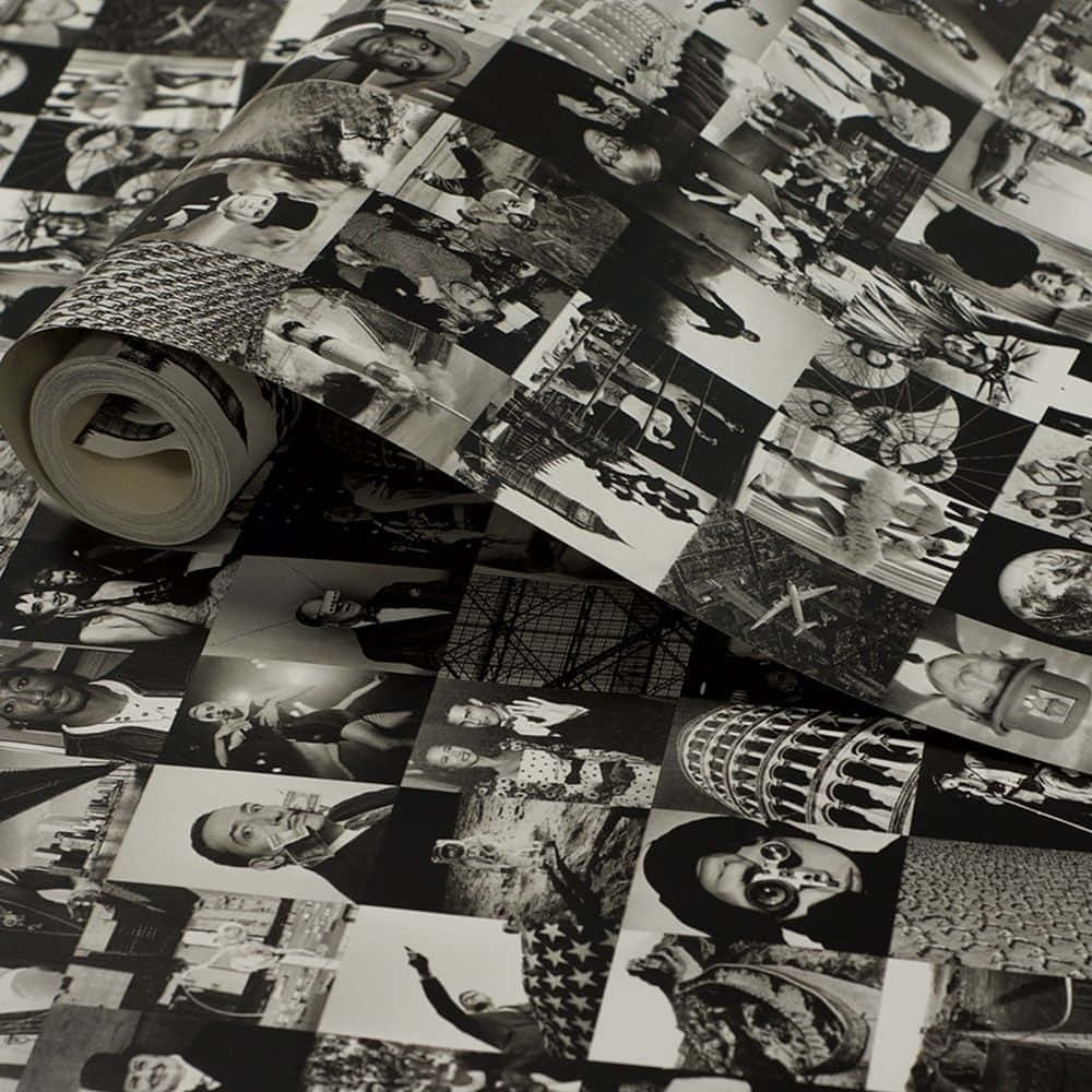 black and white photo paper, collage of vintage photos, people, SD Desktop Wallpaper