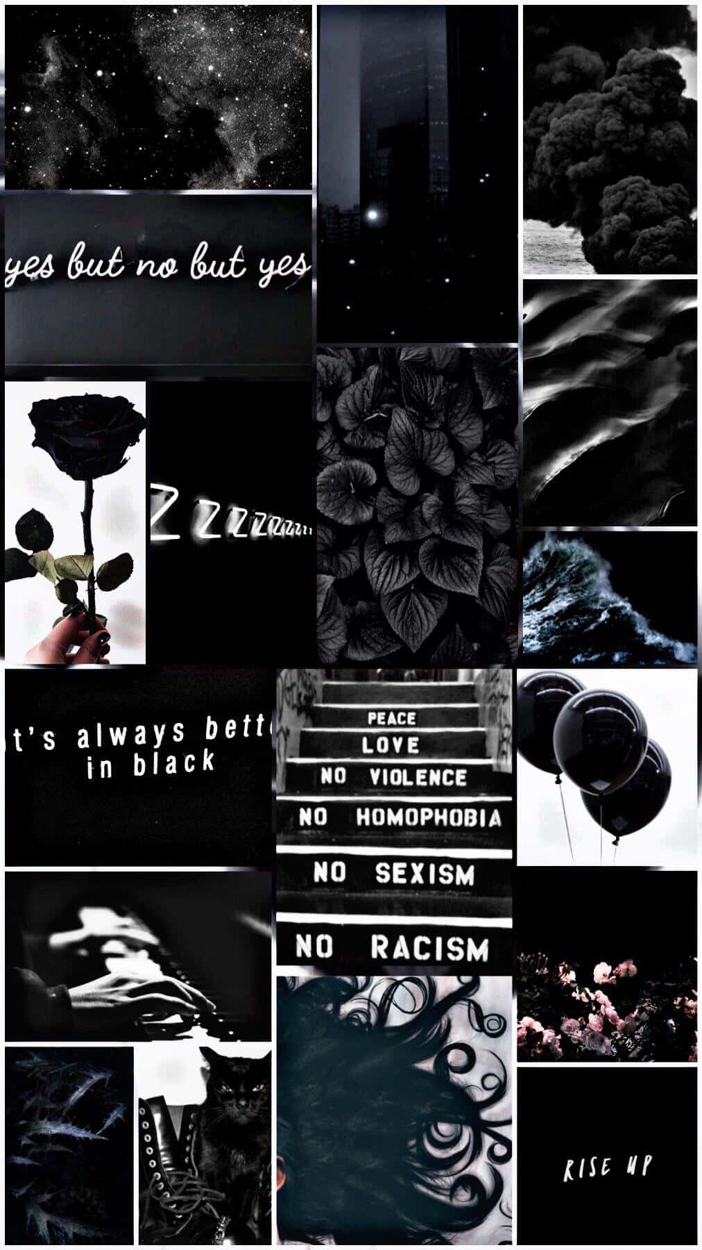 black and white collage, roses, smoke text, HD Phone Wallpaper